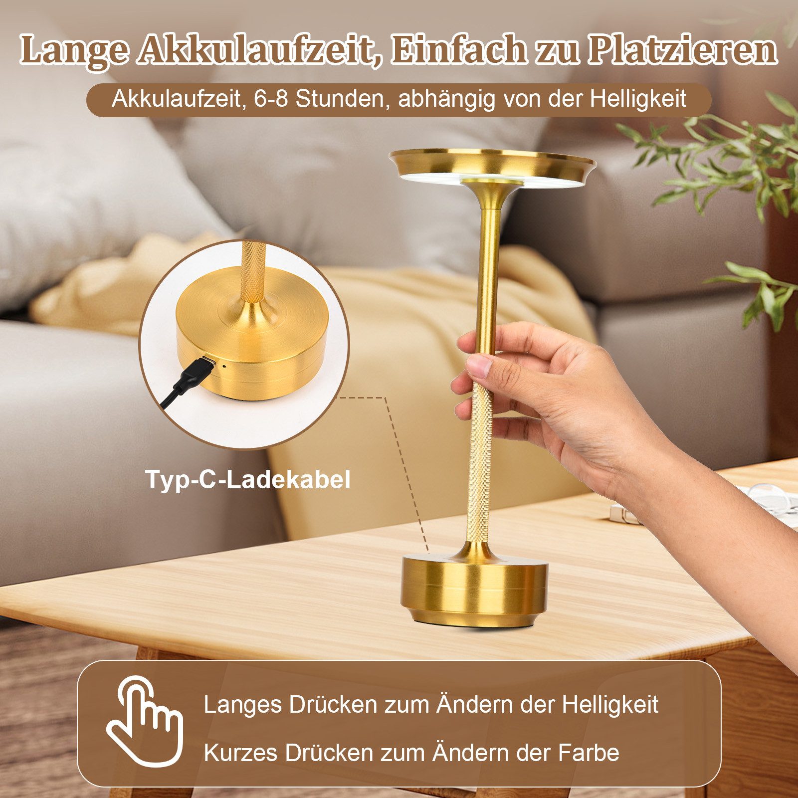 Rosnek LED Tischleuchte Tischlampe Kabellose Dimmbar günstig online kaufen