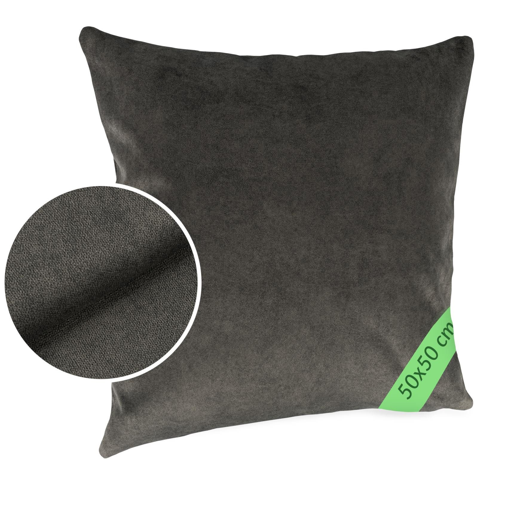 Kisska Dekokissen Kissenhülle MAGIC atmungsaktiv Velour Zierkissen Ambiente Dekorieren, Kissenüberzug ohne Füllung Meliert-Optik UNI 40x40cm Einfarbig Grau