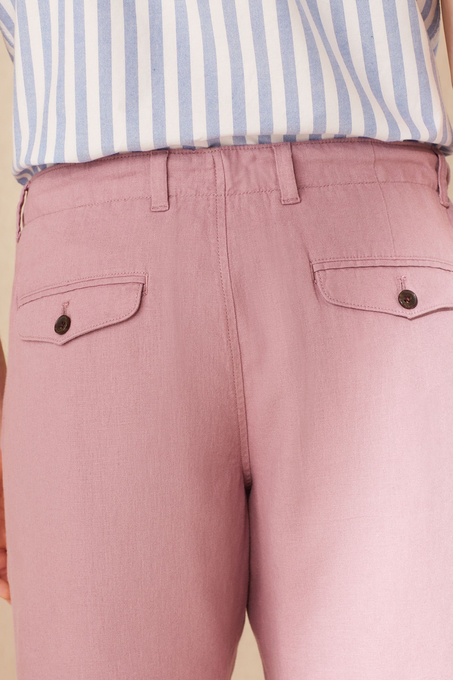 Next Shorts Hose aus Pink Gummibund mit (1-tlg) Leinengemisch