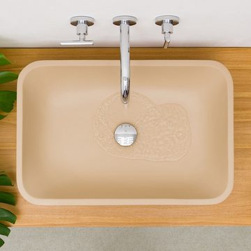 wohnfreuden Aufsatzwaschbecken Terrazzo Waschbecken LUNNA 60 cm karamell-beige (Kein Set), 126461