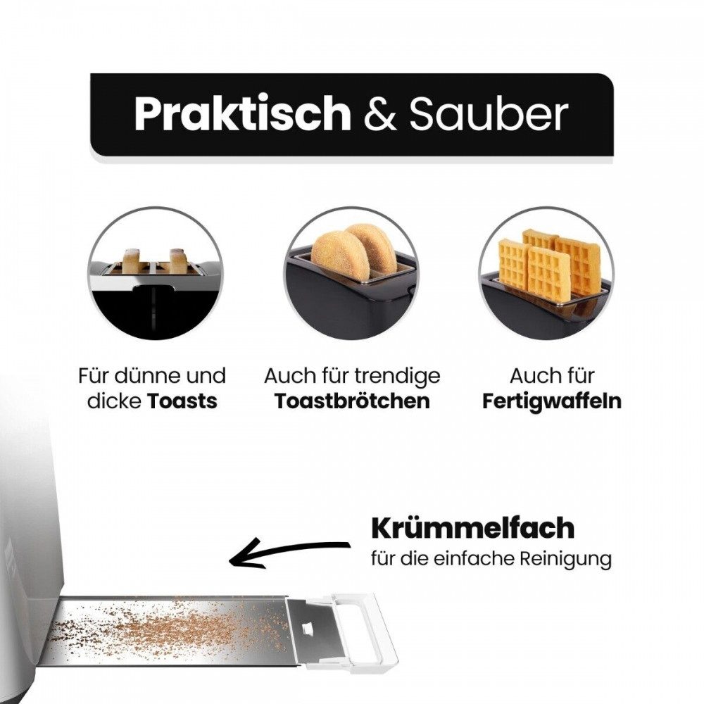 CLATRONIC Tunnel-Toaster Kompakter Toaster., Toaster, für Toastbrot, Toastbrötchen & Waffeln