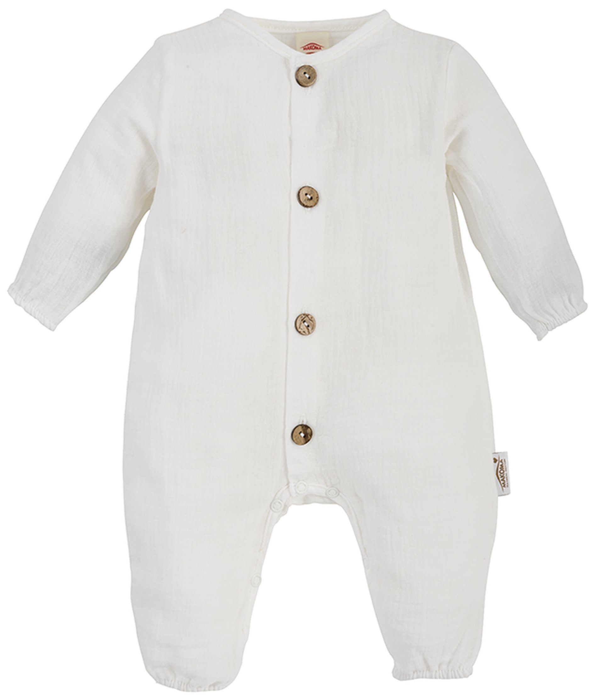 Makoma Strampler Makoma Baby Strampler Neutral Baumwolle Jungen Musselin 100% aus Mädchen (1-tlg) Stoff Weiß &
