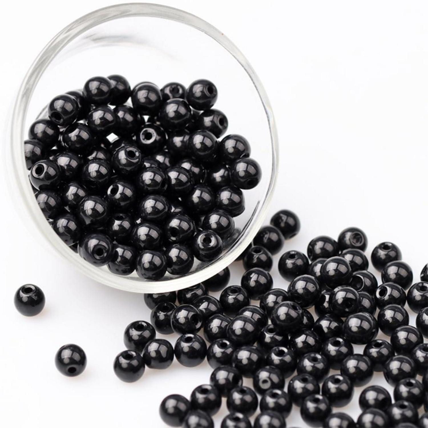 LuxusKollektion Bastelperlen Turmalin Perlen 6mm Schwarz 50 Stk., (50-tlg)