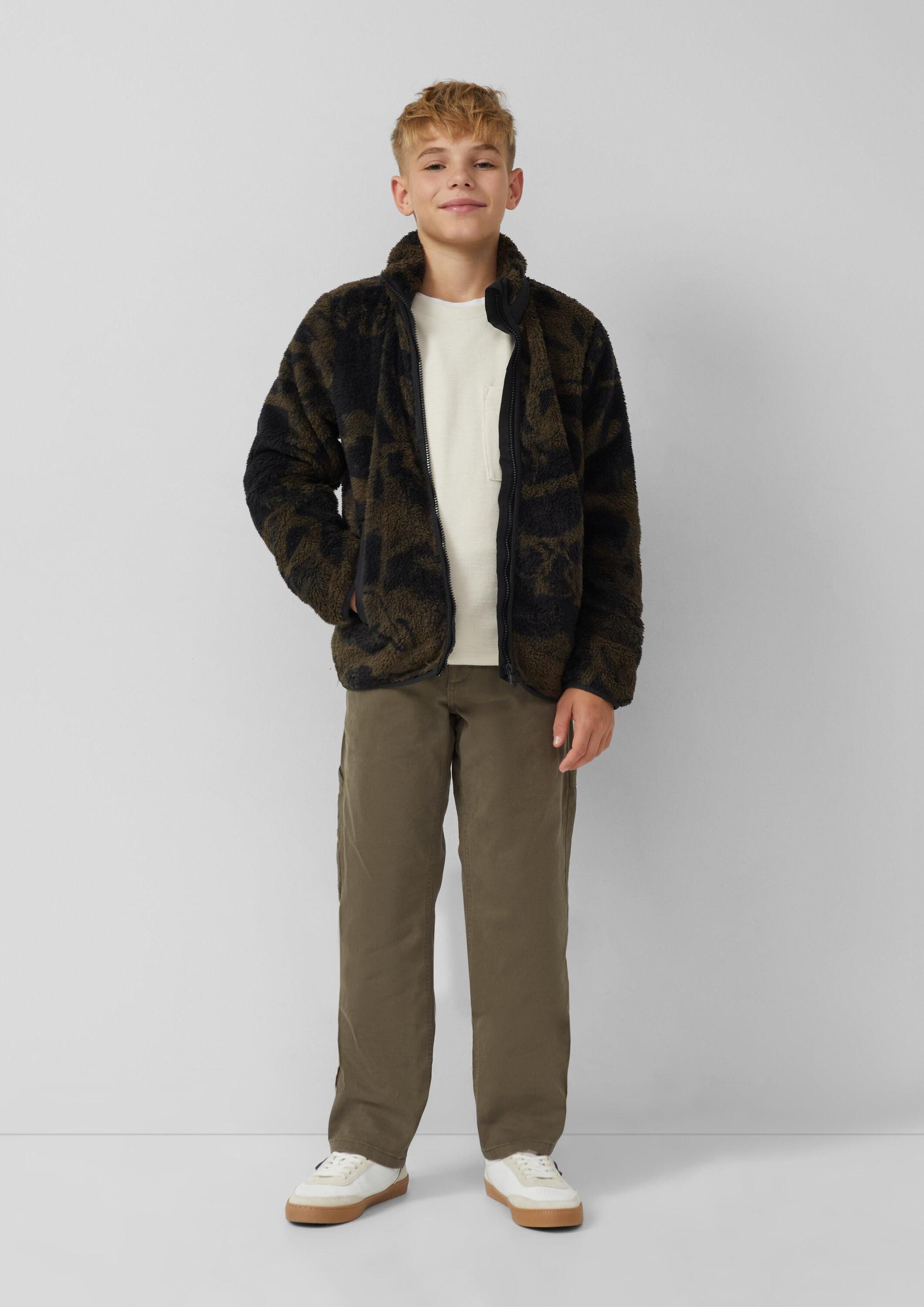 s.Oliver Funktionsjacke Indoor-Jacke Kuschelige Teddy-Jacke mit All-over-Print
