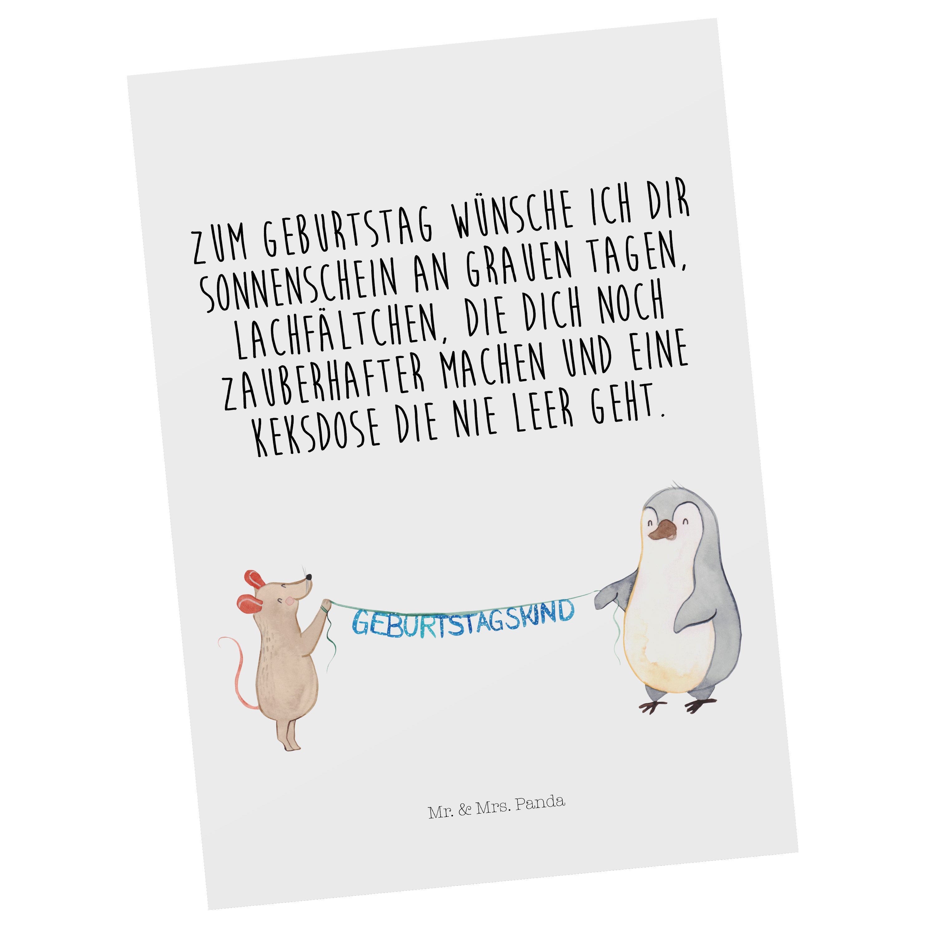 Geschenk, - Postkarte Maus Mrs. Pinguin Weiß Happy - Geburtstag Mr. Panda Birthday, & Geschenkka