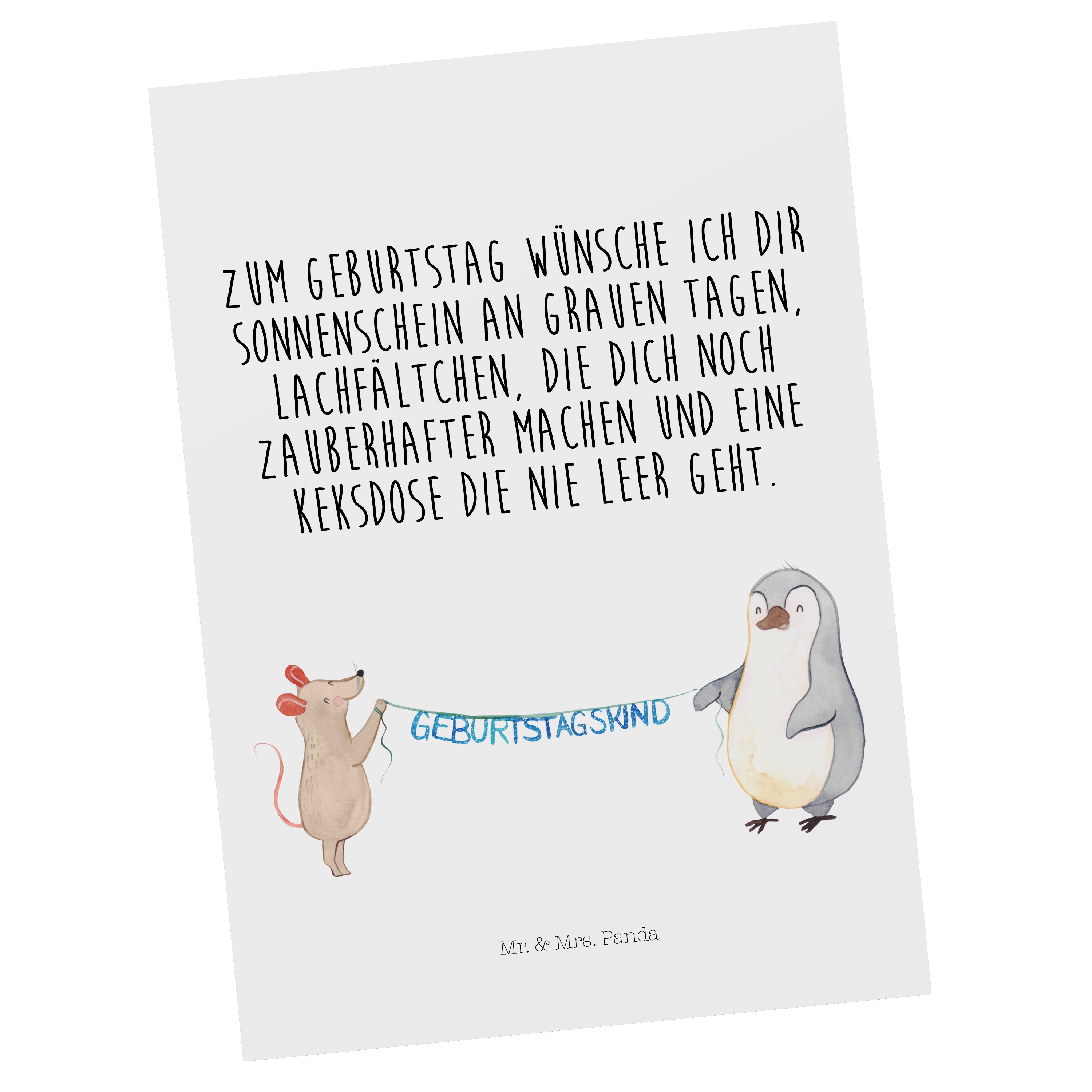 Mr. & Mrs. Panda Postkarte Maus Pinguin Geburtstag, Postkarte, Weiß, Geschenk, Ansichtskarten, P, Happy Birthday Geburtstage Designkarte