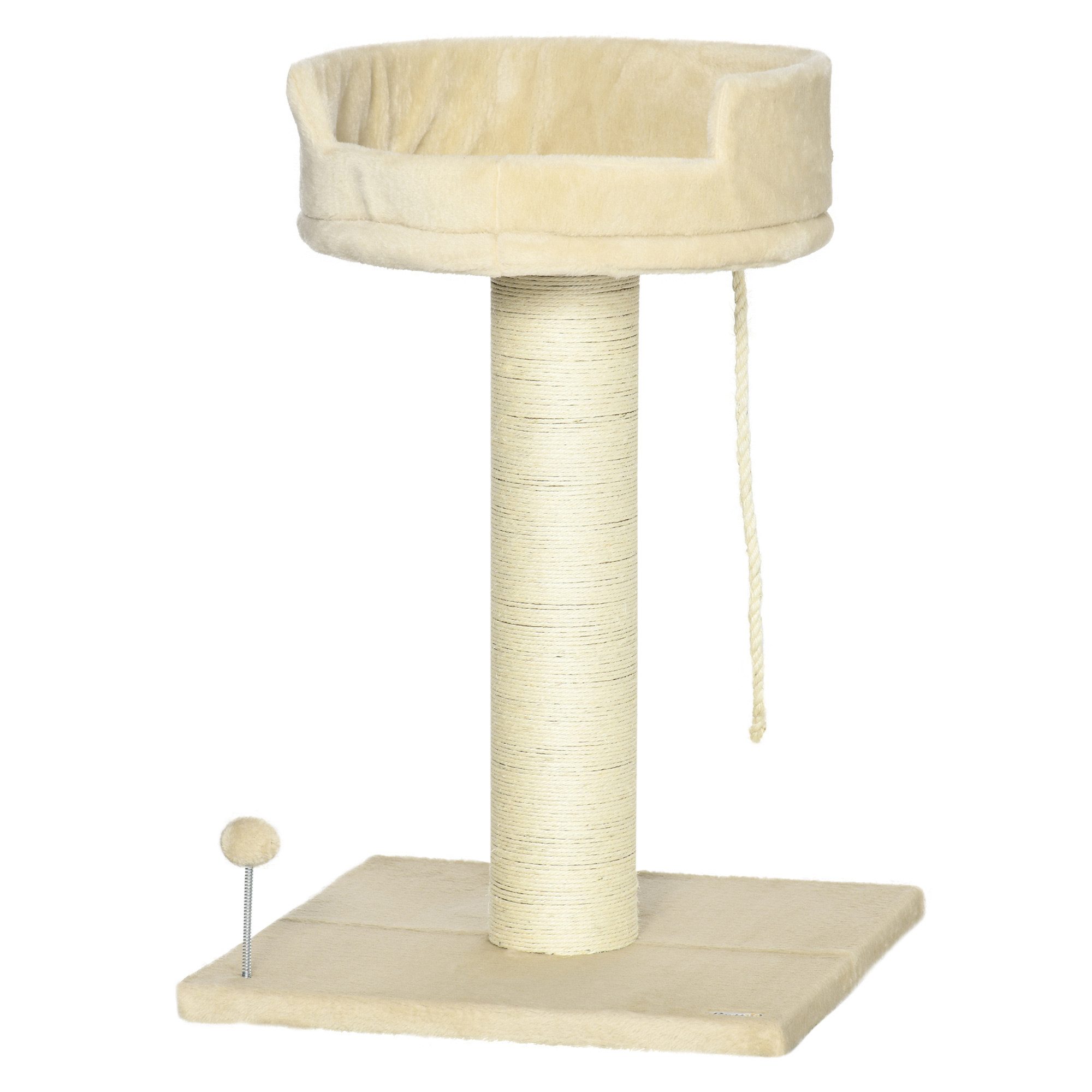 Kratzbaum 85 cm Katzenbaum klein, Katzenkratzbaum mit Liegefläche, Spielball