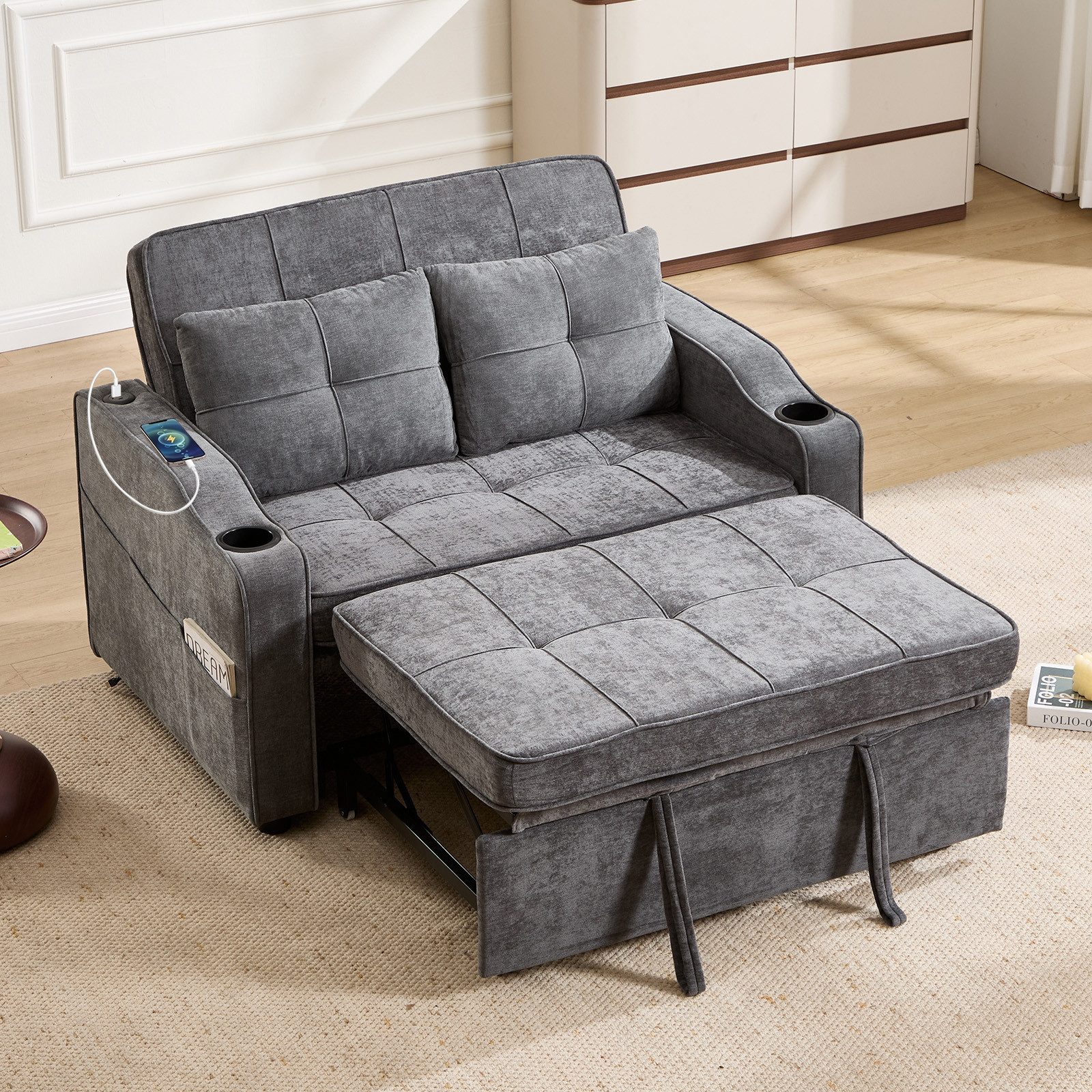 CANMOV Schlafsofa 1 &2 Sitzer Sofa, Einzelsofa mit Bettfunktion, Sofacouch