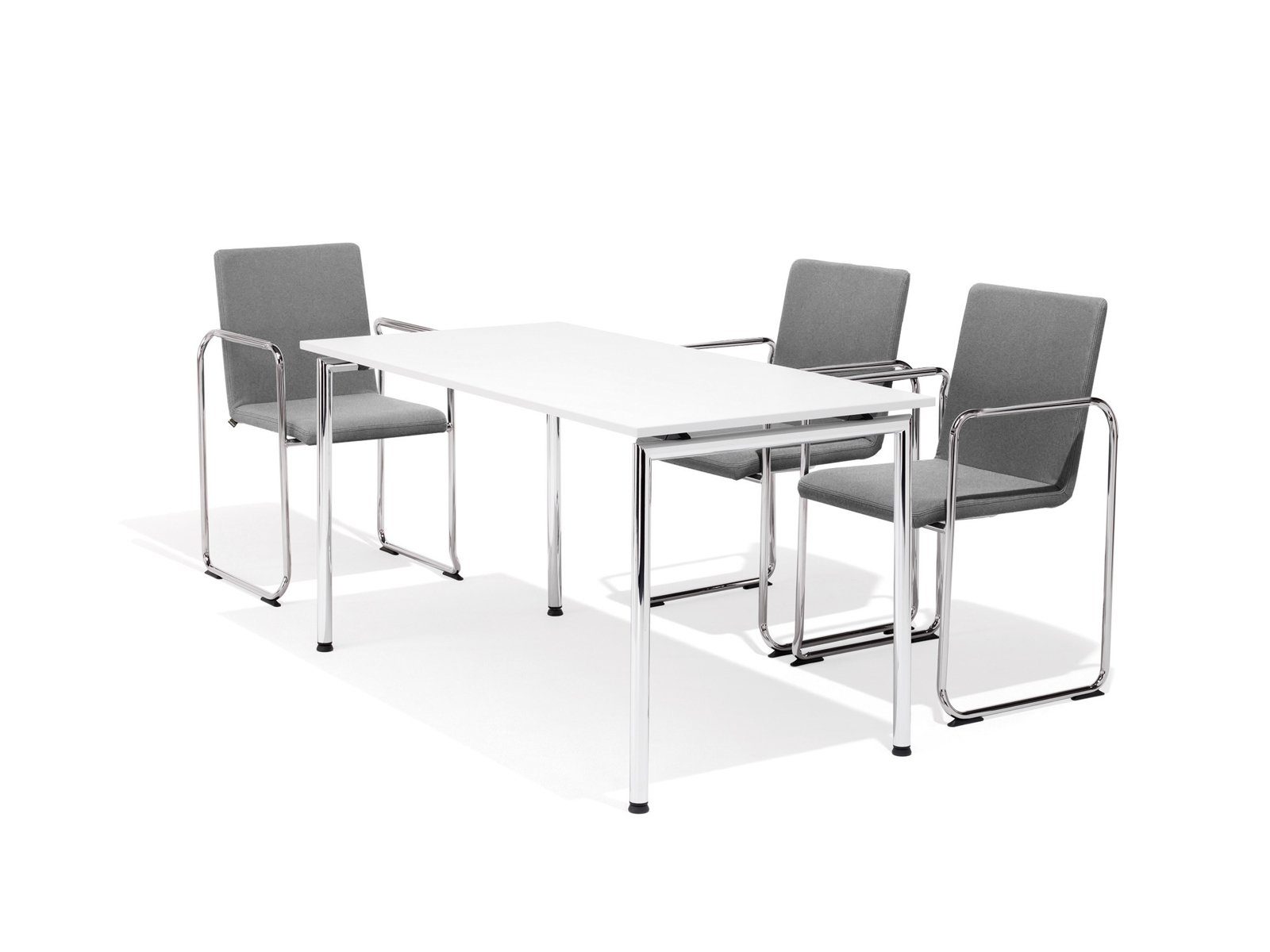 Konferenzraum Weiß moderner Konferenztisch, Mauser Sitzkultur Besprechungstisch 140x70cm Büro-tisch für