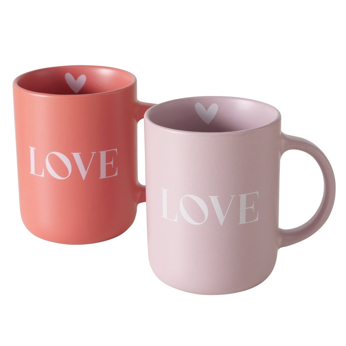 BOLTZE GRUPPE GmbH Becher Jumbobecher Love 2er Set Keramik 420 ml romantisch rosa und rot, 2-tlg.
