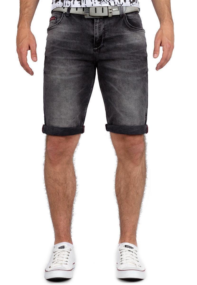 Cipo & Baxx Jeansshorts Herren Regular Fit Kurze Hose Stonewashed BA-21CB17 mit auffälligen und dekorativen Nähten