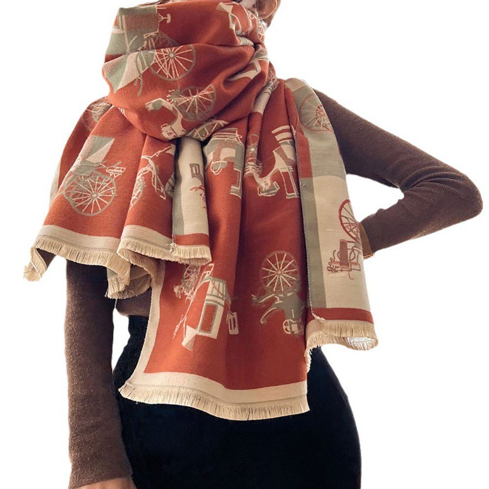 Foulard Einfacher, vielseitiger Jacquard-Schal für Damen im Herbst und Winter, L.Ru UG, 65 * 190 cm modischer warmer verdickter Schal