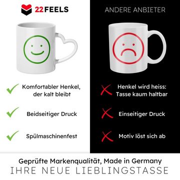 22Feels Tasse Freundin Jahrestag Geschenk Sie Valentinstag Frauen 1 Jahr Kaffeetasse, Keramik, Made In Germany, Spülmaschinenfest, Herzhenkel