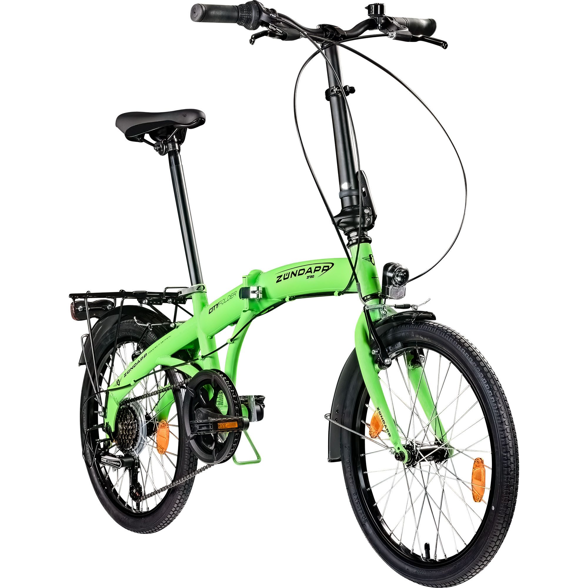 Zündapp Faltrad ZF20 Speed Folder, 6 Gang Shimano Tourney Schaltwerk, Kettenschaltung, Speed Folder 20 Zoll Klapprad Faltrad Stadtrad Fahrrad Klappfahrrad