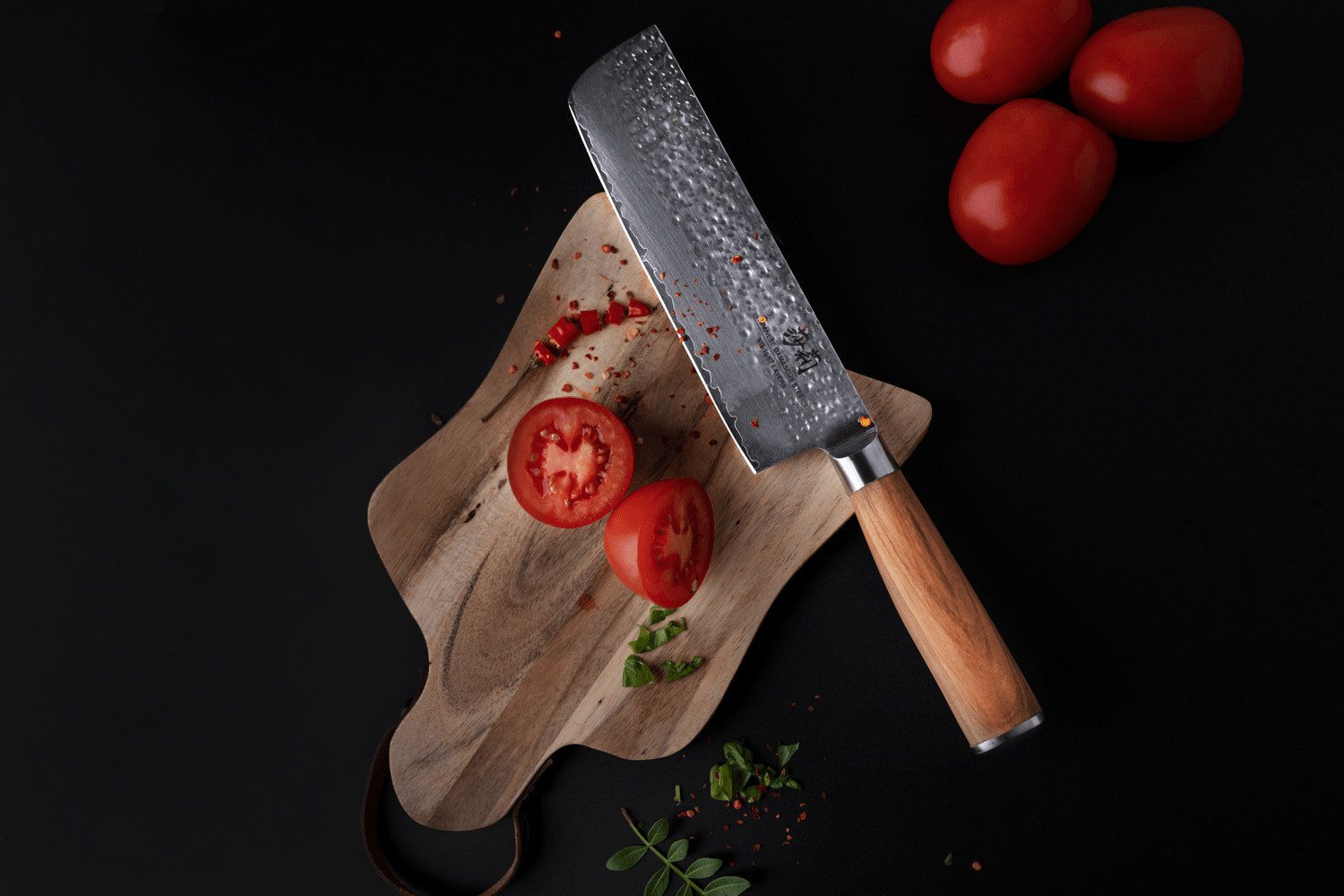 Sallys Damastmesser Nakiri, Antibakteriell, langlebig, komfortabel