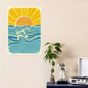 Posterlounge Wandfolie Editors Choice, Sonnenaufgang über dem Meer, Badezimmer Vintage Illustration
