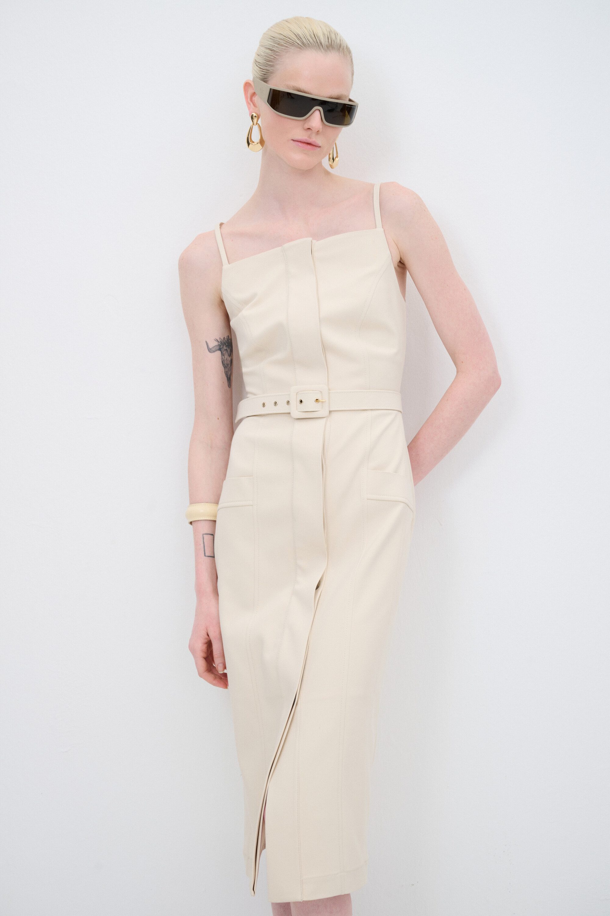 adL Cocktailkleid Kleid mit Spaghettiträgern und Gürtel