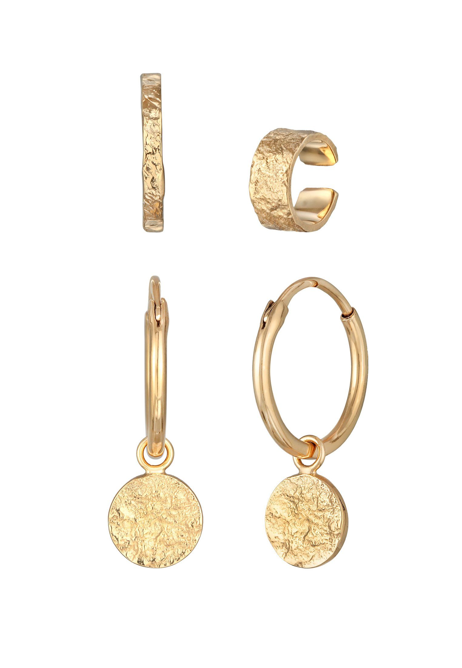 Gold im Elli Silber Look Creolen 925 Ohrring-Set modischen Earcuff Set