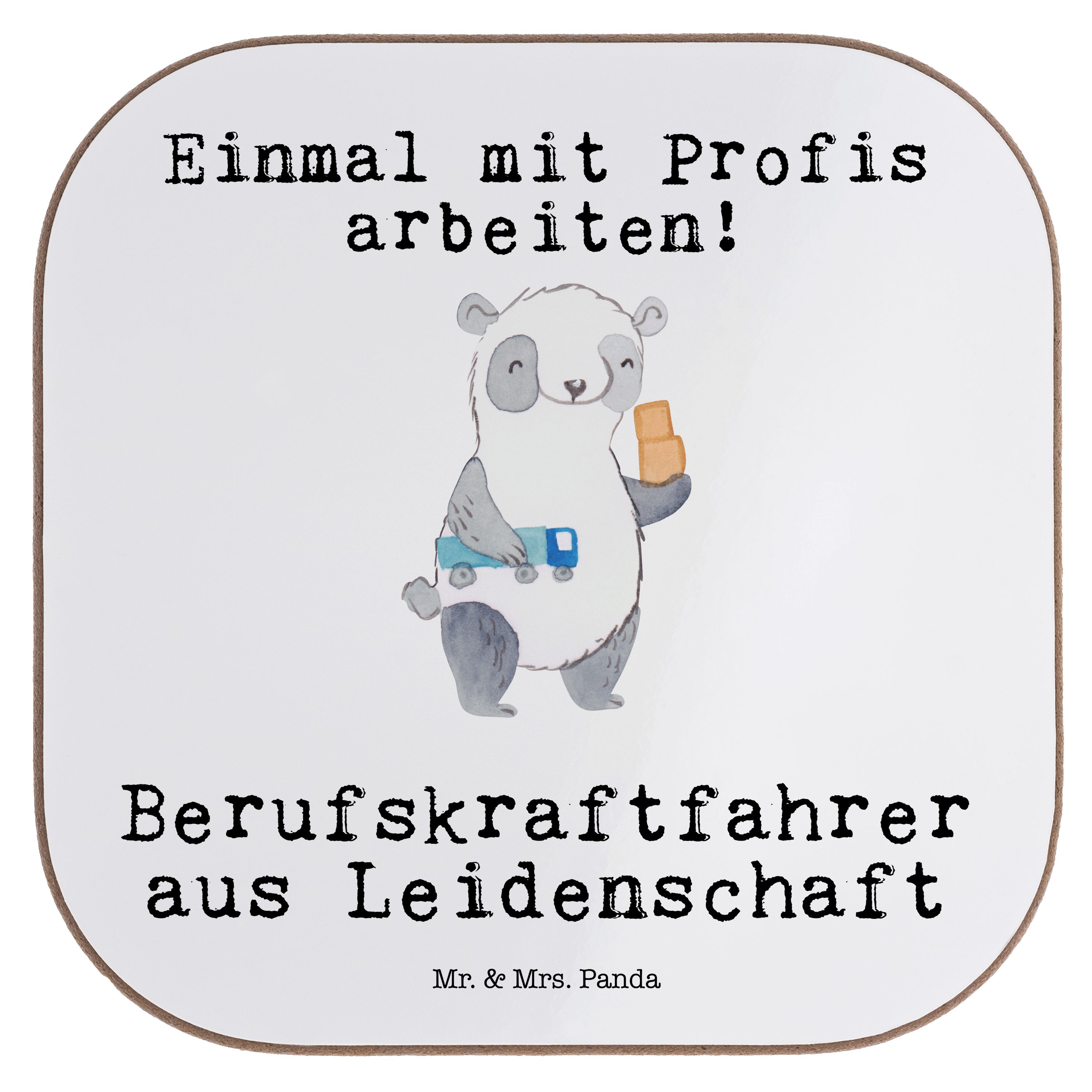 Berufskraftfahrer Untersetzer - Mr. Getränkeuntersetzer Panda Leidenschaft Glä, & aus - 1-tlg. Geschenk, Weiß Mrs.