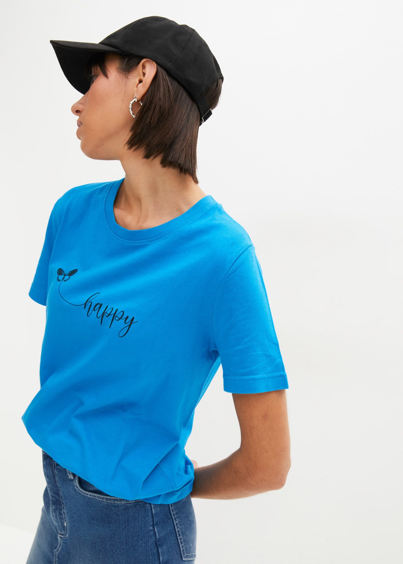 bonprix T-Shirt bequeme Passform, Kurzarm, mit Rundhalsausschnitt günstig online kaufen