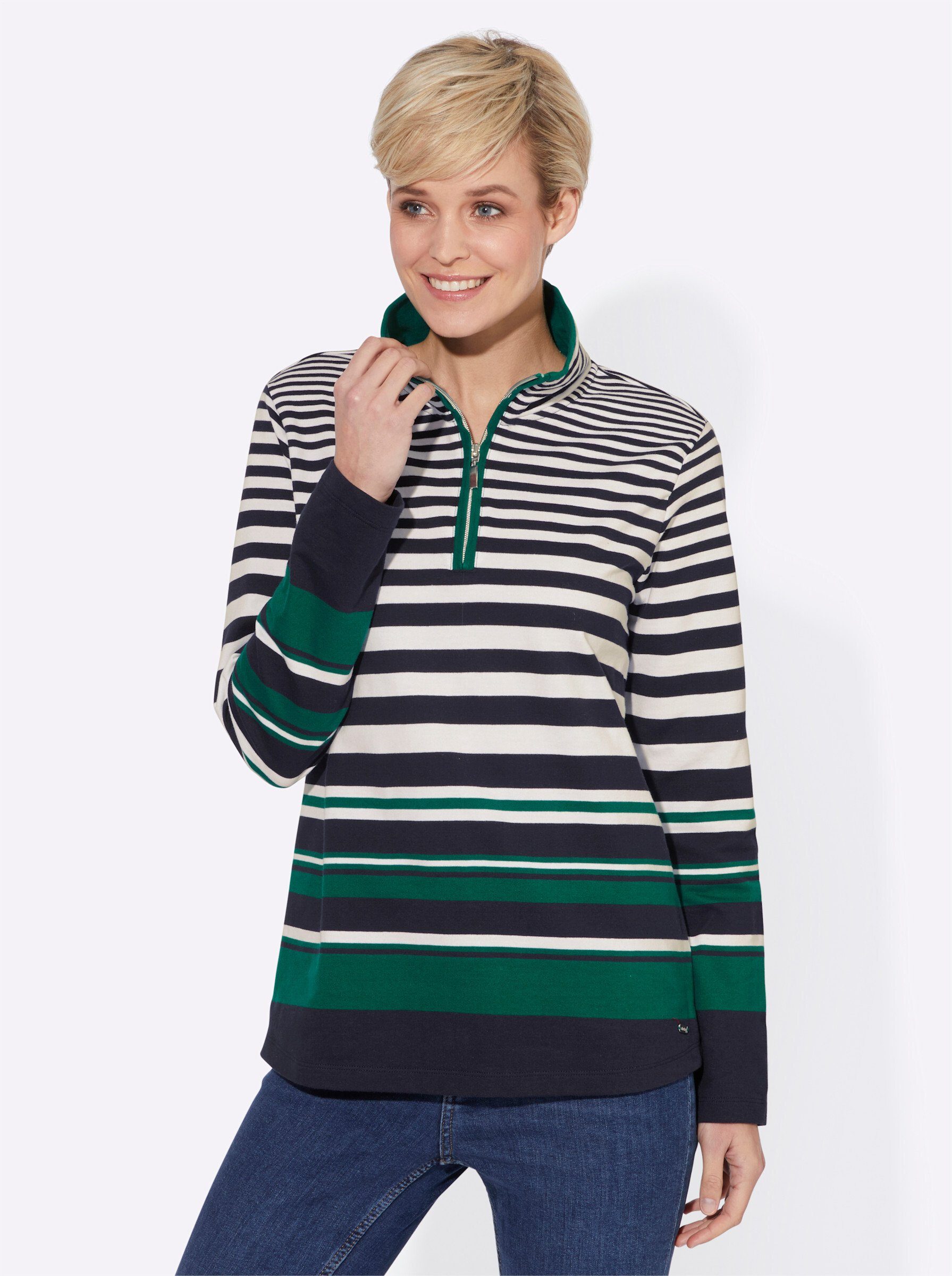 WEIDEN marine-dunkelgrün-gestreift Sweater WITT