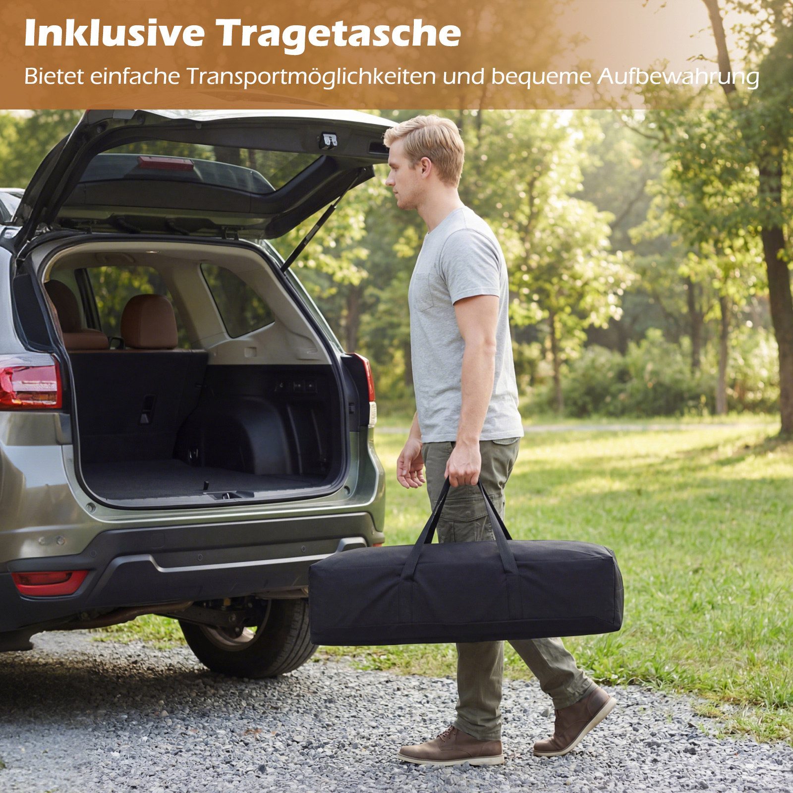 COSTWAY Campingtisch (1-St), Picknicktisch klappbar mit aufrollbarer Tischplatte