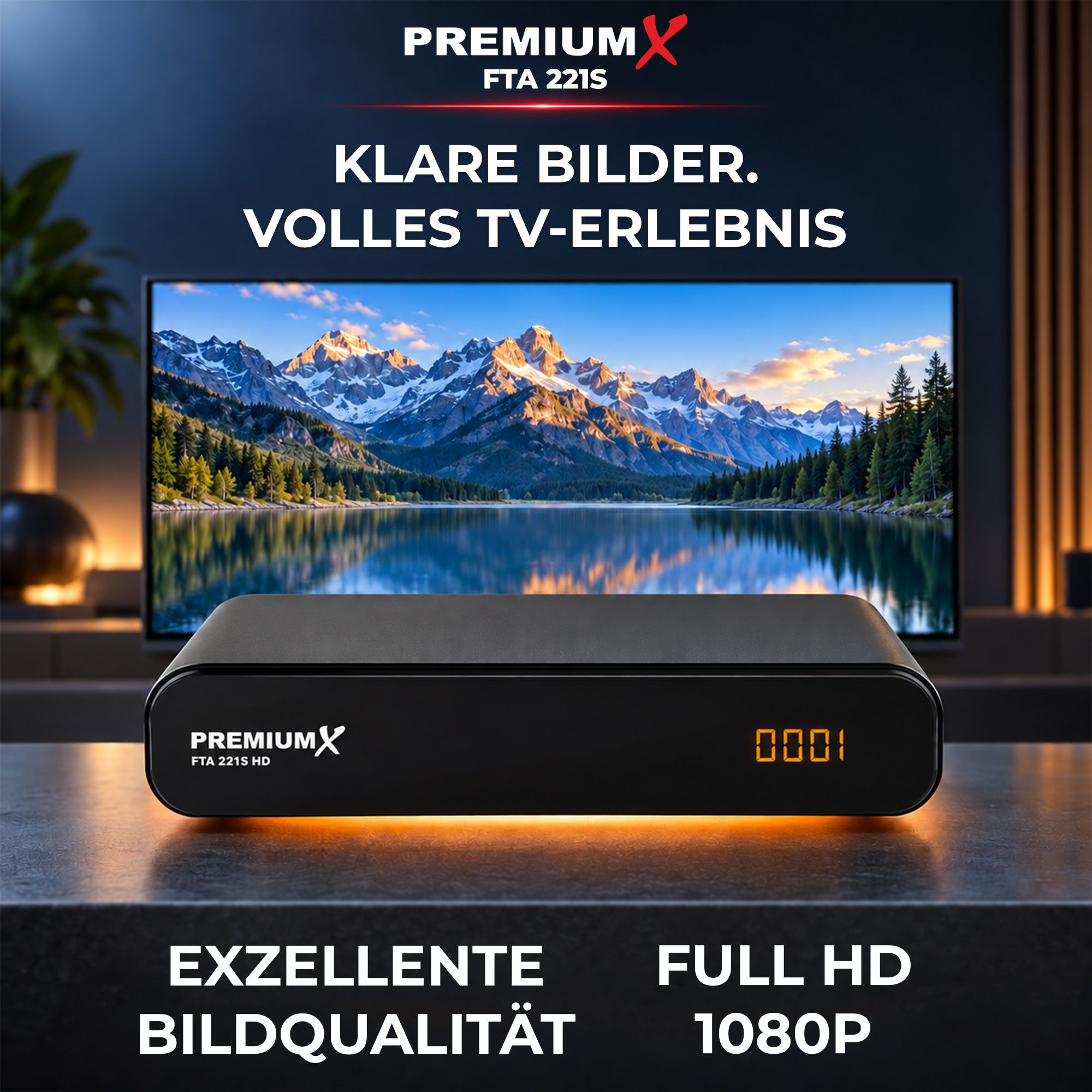PremiumX HD 221S FTA Digital SAT Receiver DVB-S2 HDMI SCART USB 12V FullHD SAT-Receiver – Bild 2 von 5