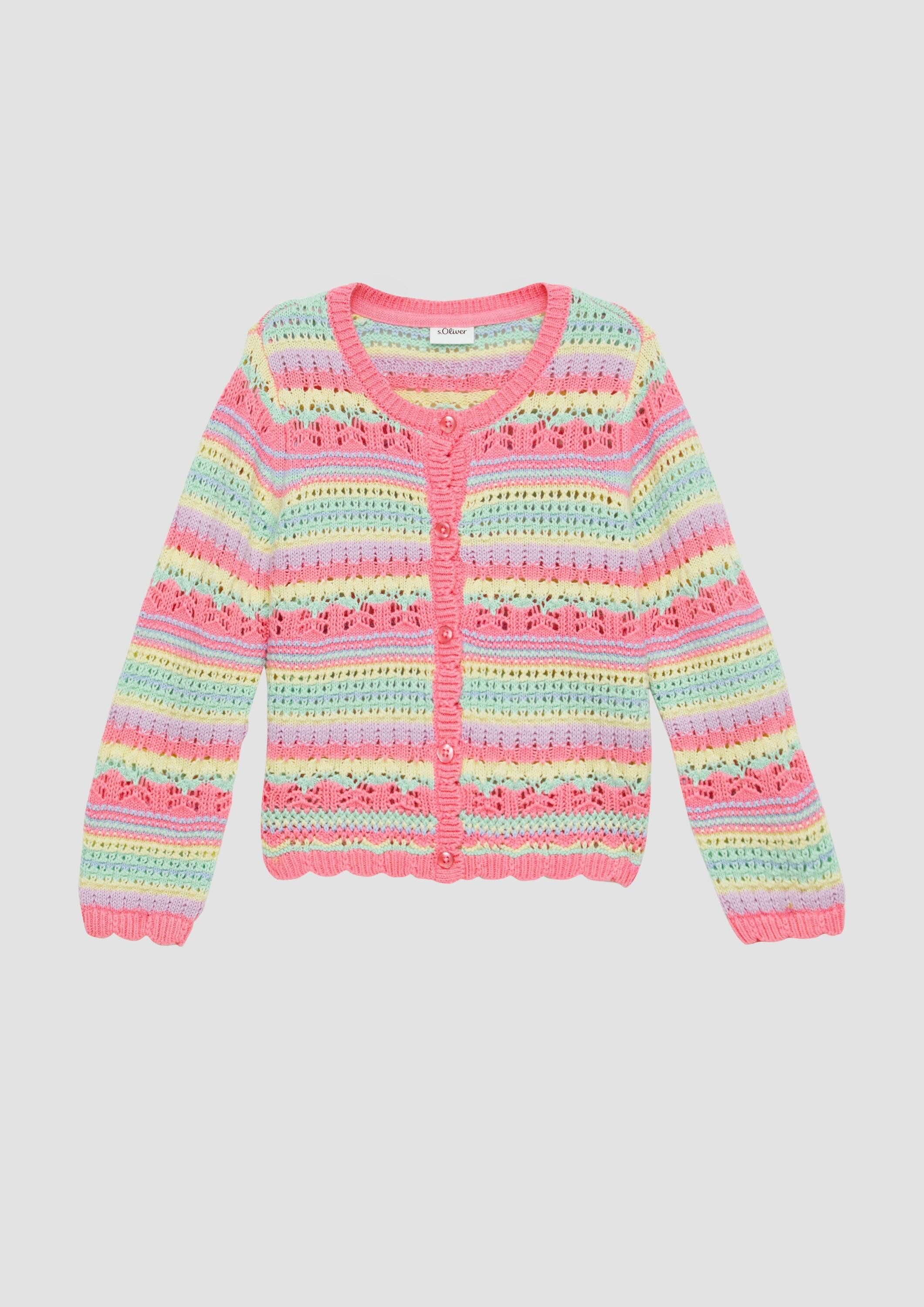 s.Oliver Cardigan Strickjacke Strickcardigan mit Ajour-Streifenmuster