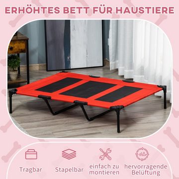 PawHut Tierbett Hundeschlafplatz Erhöhtes Katzenbett, Hundeliege outdoor Hundebett Schlafplatz Hundesofa Haustierbett Rot