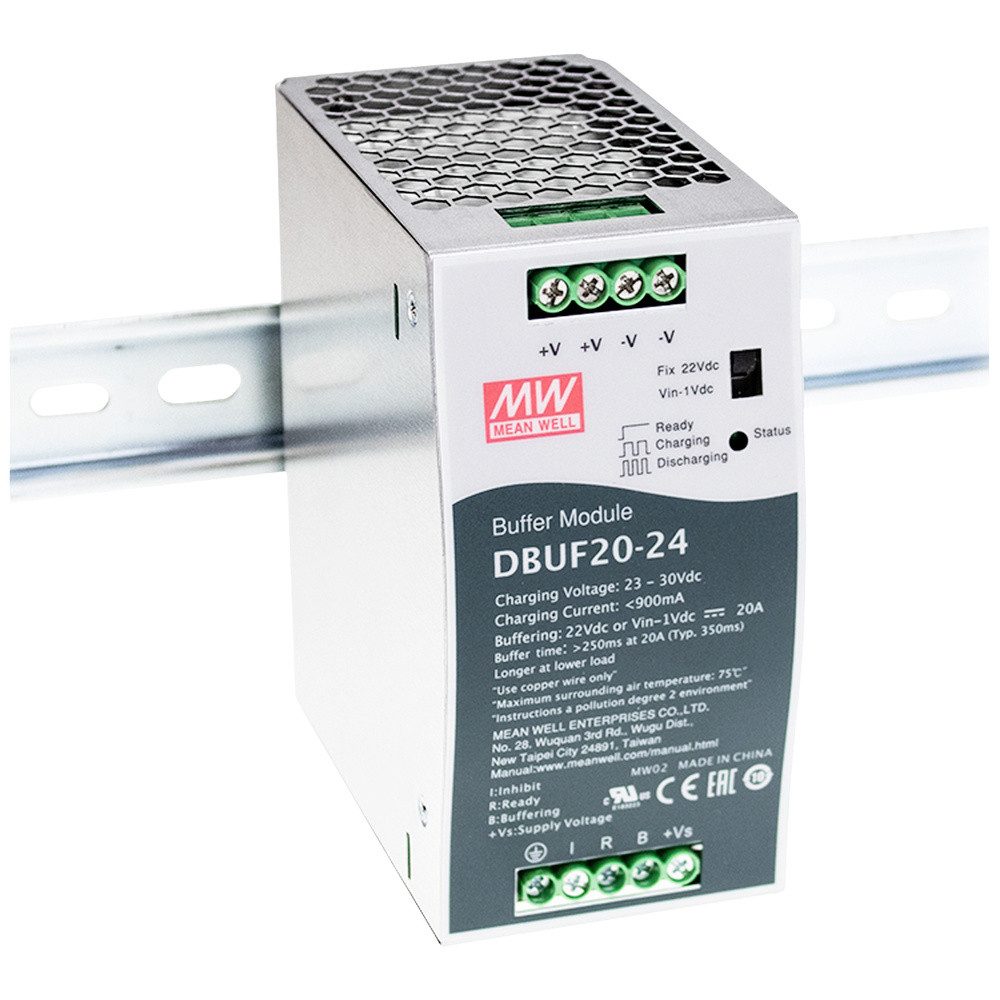 Mean Well Puffermodul für Schienenmontage 24 V 20 A Anzahl Ausgänge Hutschienen-Netzteil