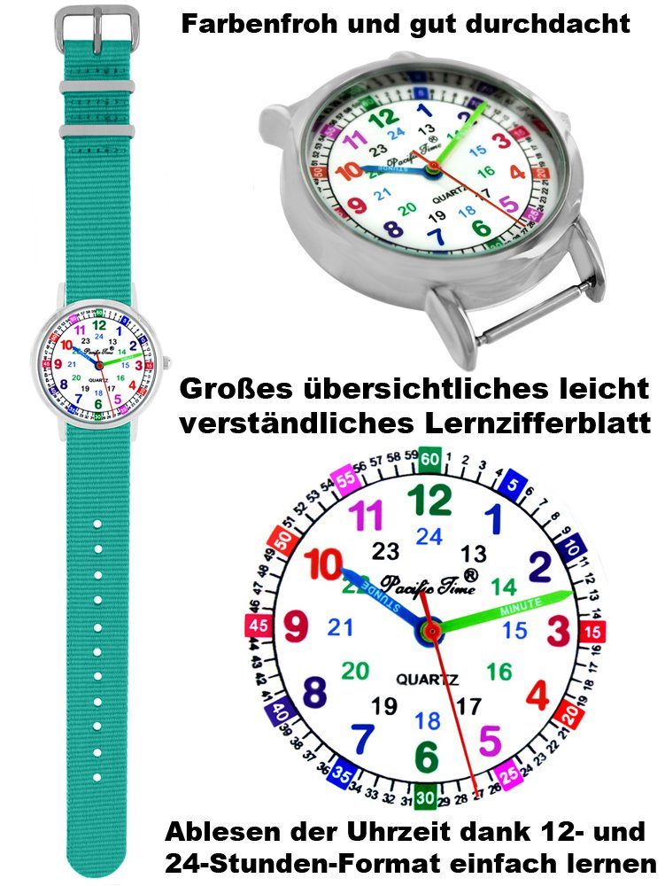 türkis Armband farbiges Pacific Regenbogen Einhorn Versand Quarzuhr, Gratis - Time +