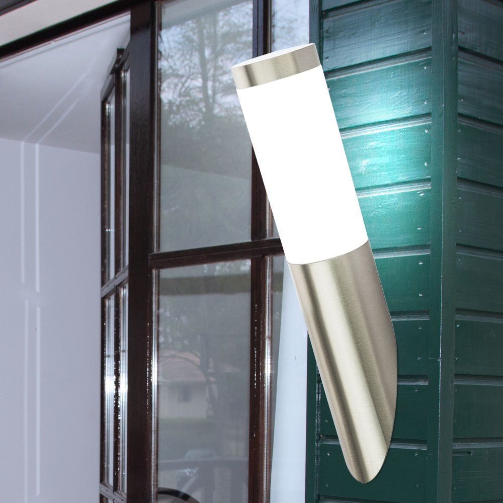 inklusive, Gartenleuchte Außenlampe Wandleuchte etc-shop Edelstahl Außen-Wandleuchte, Warmweiß, LED Leuchtmittel IP44