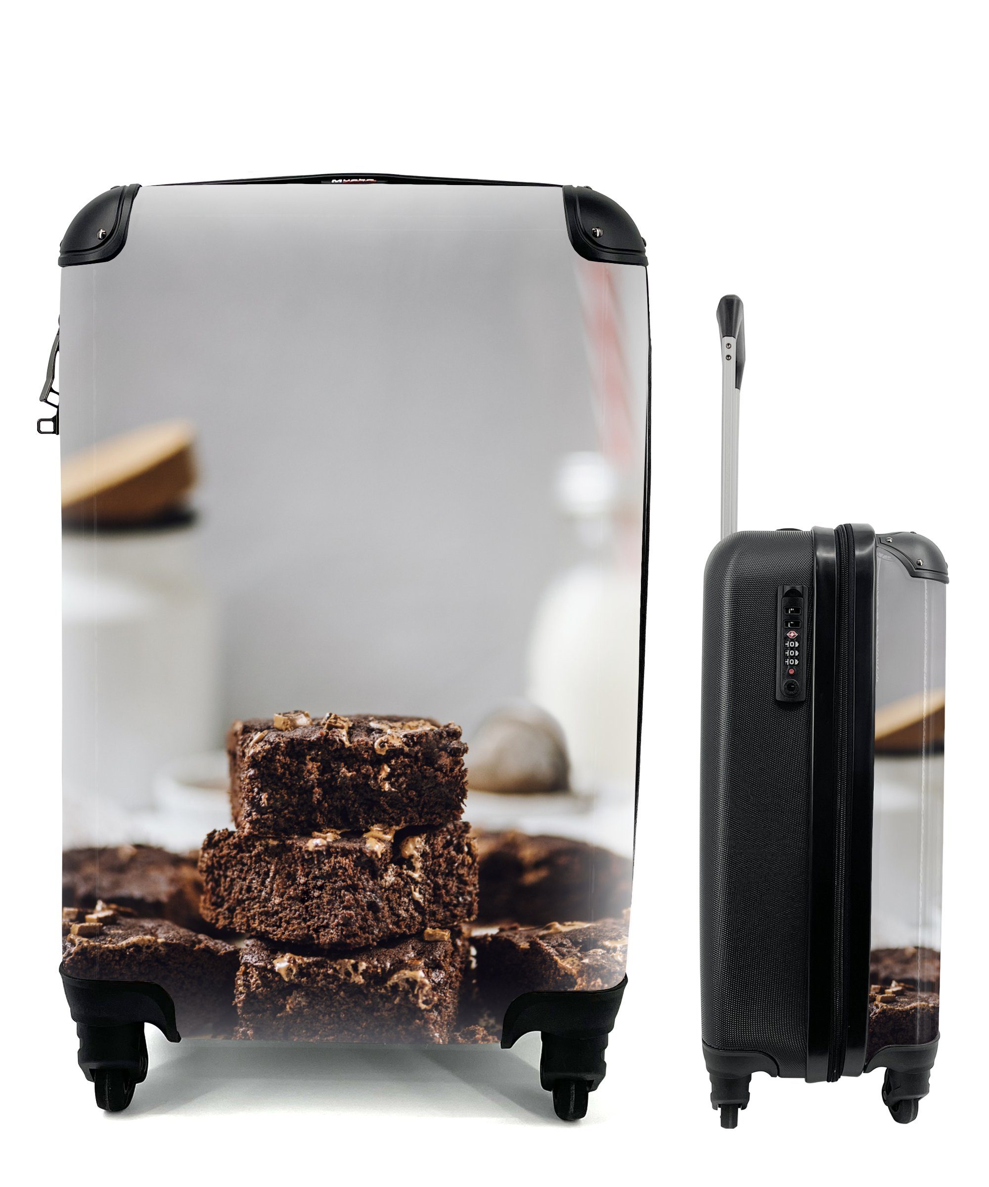 MuchoWow Handgepäckkoffer Selbstgemachte Brownies, 4 Rollen, Reisetasche mit rollen, Handgepäck für Ferien, Trolley, Reisekoffer