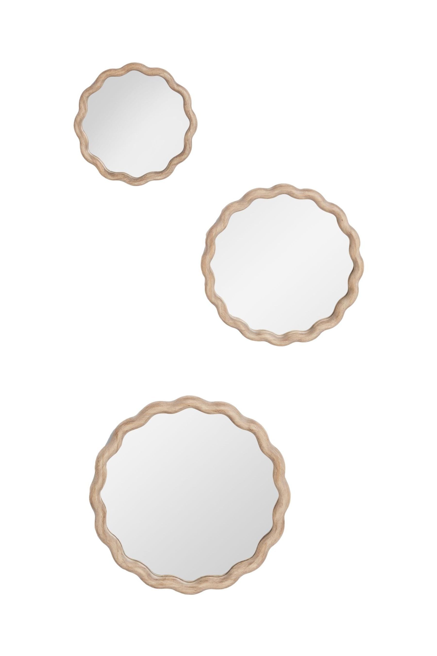Next Wandspiegel Gewellte Wandspiegel aus Kiefer, 3er-Set (1-St)