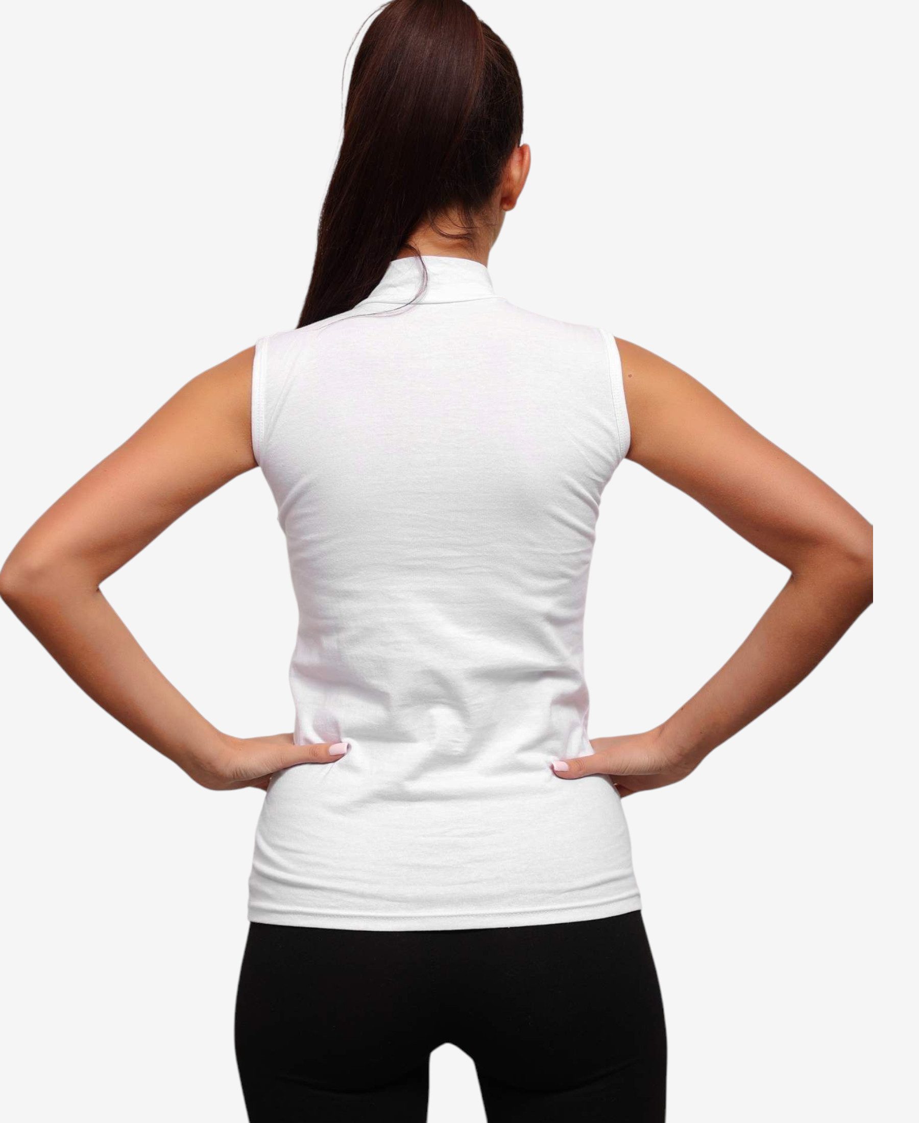 Kota Shirttop Damen - Ärmelloses Body-Kragentop mit Halbkragen aus Baumwolle