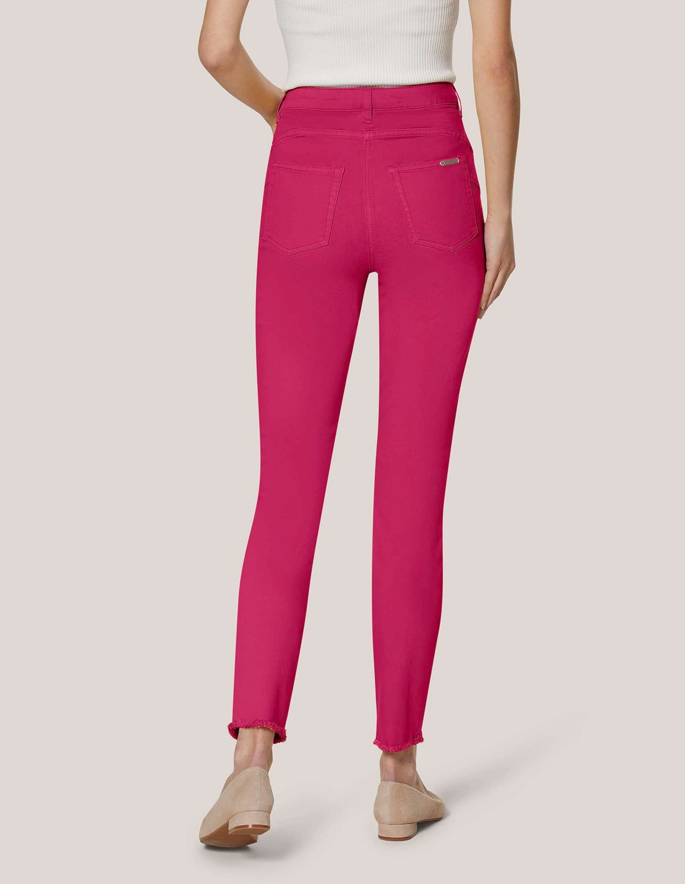 MADELEINE Gerade Jeans Mid Waist Skinny-Hose mit Fransen Fransenhose in schmale Silhouette, Five-Pocket-Stil
