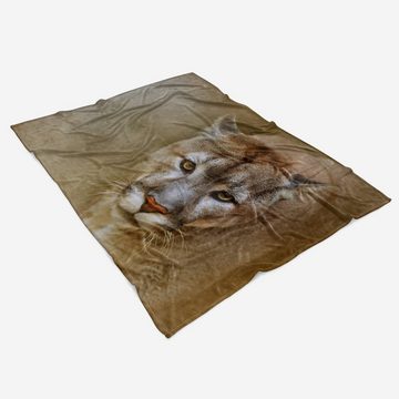 Sinus Art Handtücher Handtuch Strandhandtuch Saunatuch Kuscheldecke mit Tiermotiv Puma Raubkatze, Baumwolle-Polyester-Mix (1-St), Handtuch