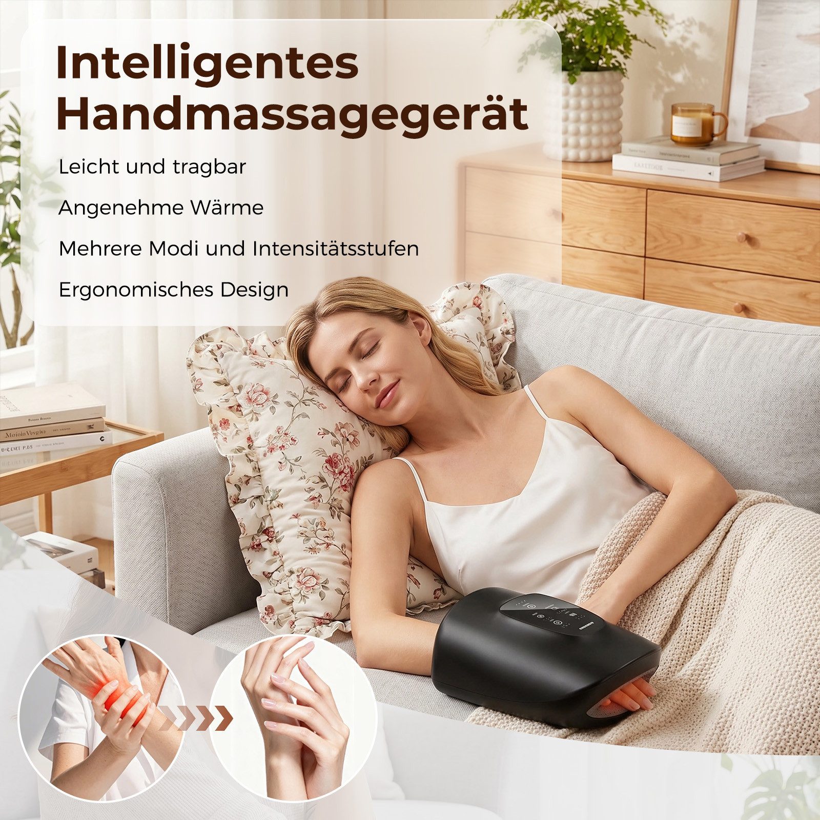 AKKEE Massagegerät Elektrisches Handmassagegerät Mit 3 Heizstufen und 3 Modi, 5 Presse Ebenen – Bild 4 von 5
