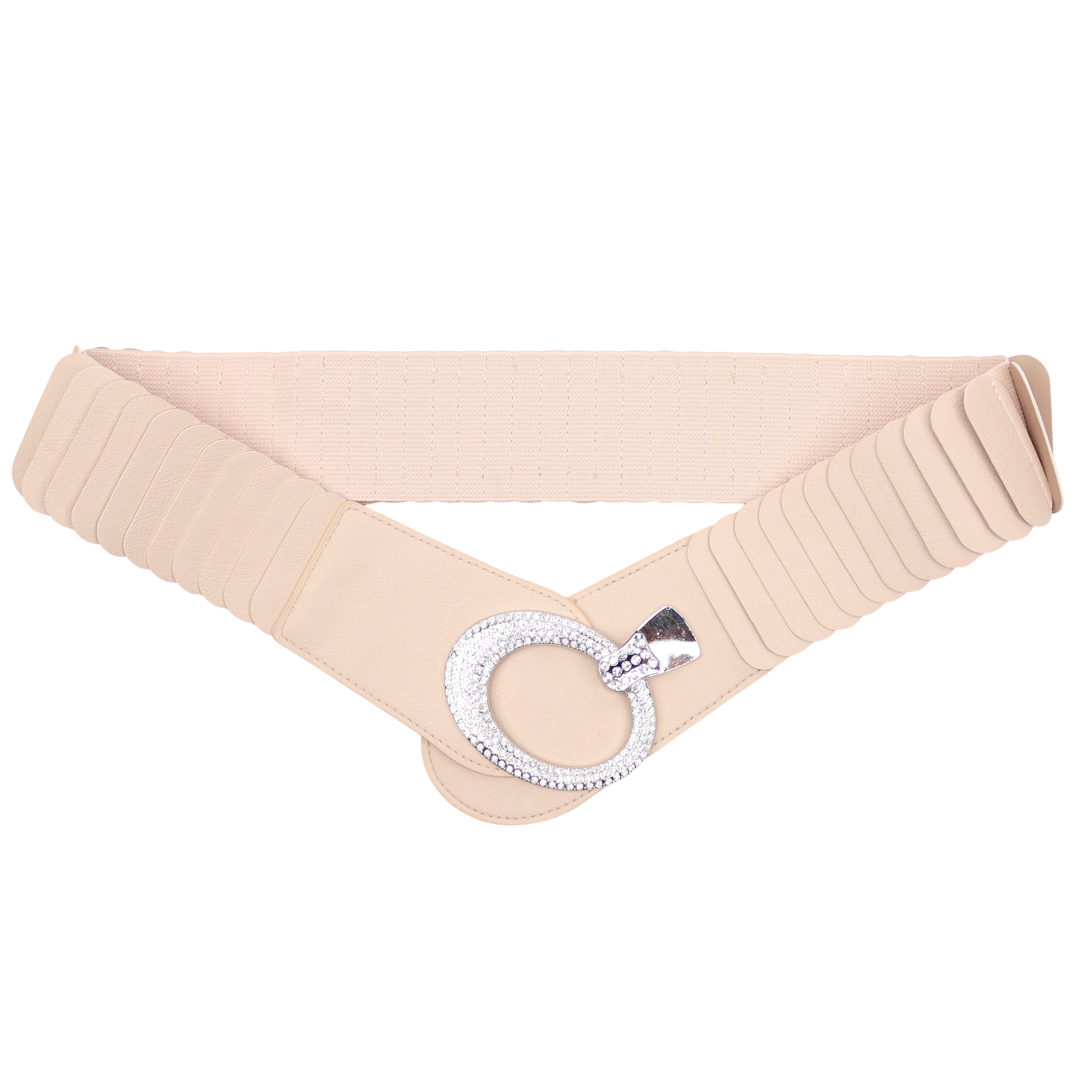 MIRROSI Taillengürtel breit 6cm für Taillenumfang 85 bis 110cm,mit Strass ONESIZE (Unifarben, Angenehmes Tragesgefühl) Breiter Stretch Gürtel