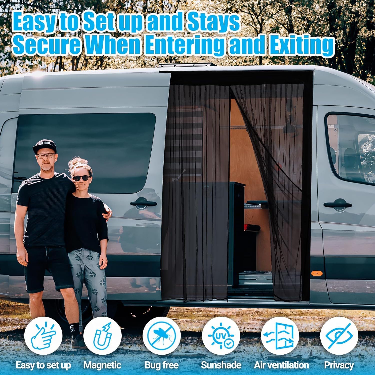FELIXLEO Autosonnenschutz Moskitonetz Van Magnetismus, Fliegengitter für Vito VW Transporter – Bild 5 von 5