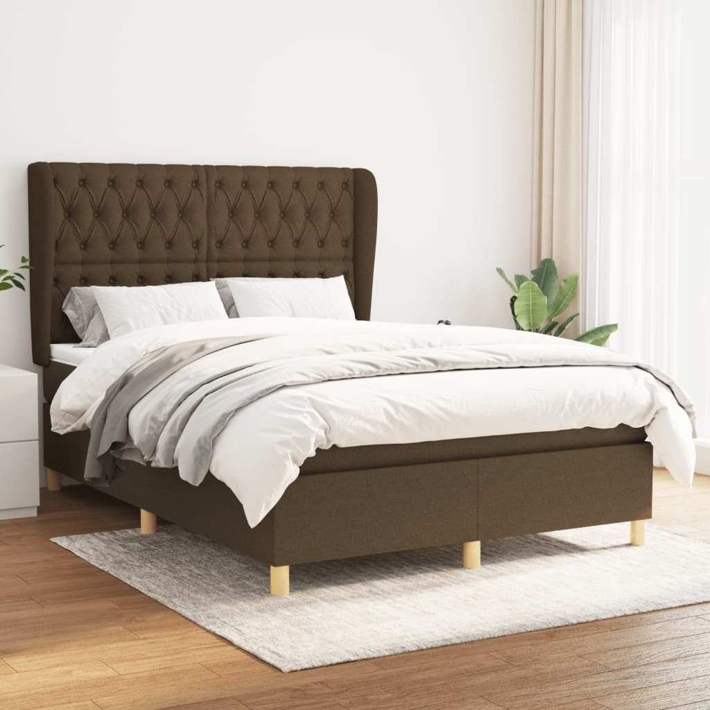 vidaXL Boxspringbett Boxspringbett mit Matratze Taupe 140x200 cm Stoff Bett günstig online kaufen