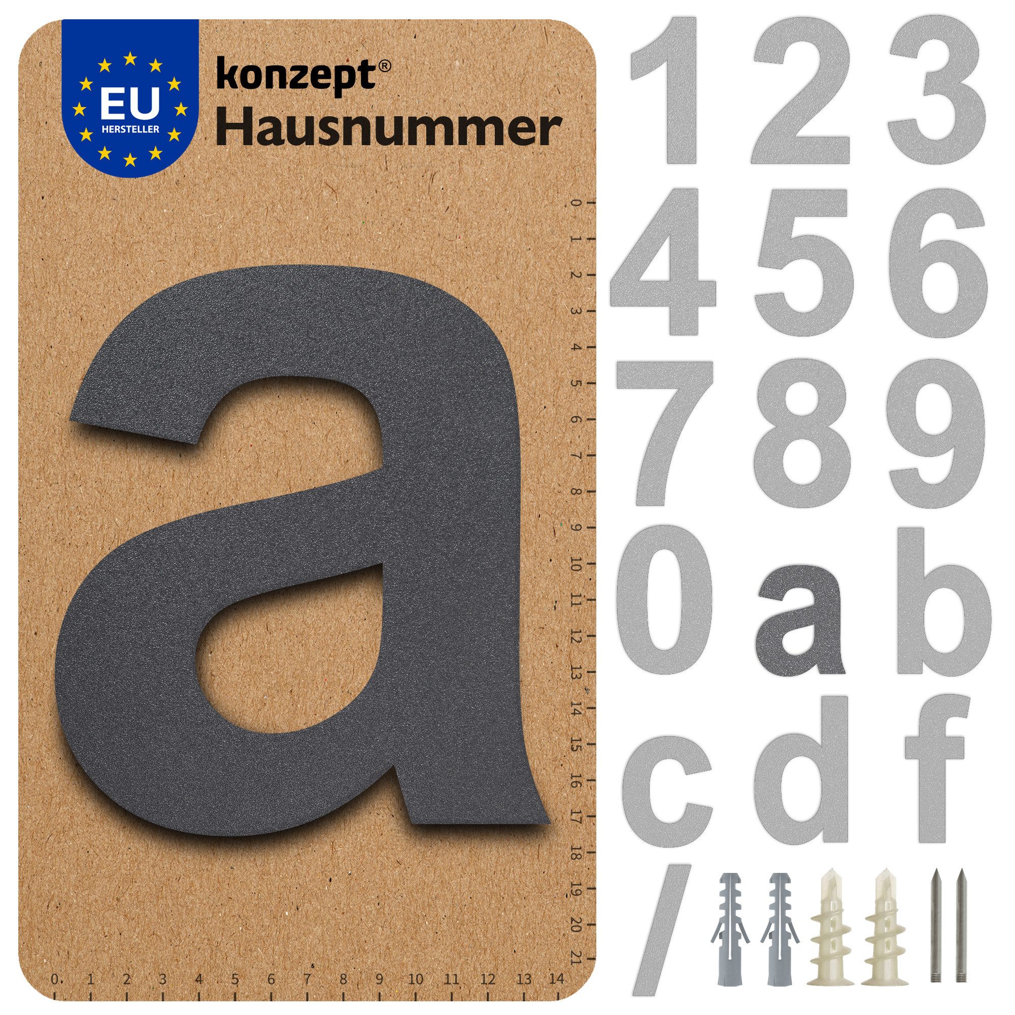 KONZEPT Hausnummer in Schwarz/Graphite, Briefkastennummer von 0 bis 9, (aus günstig online kaufen