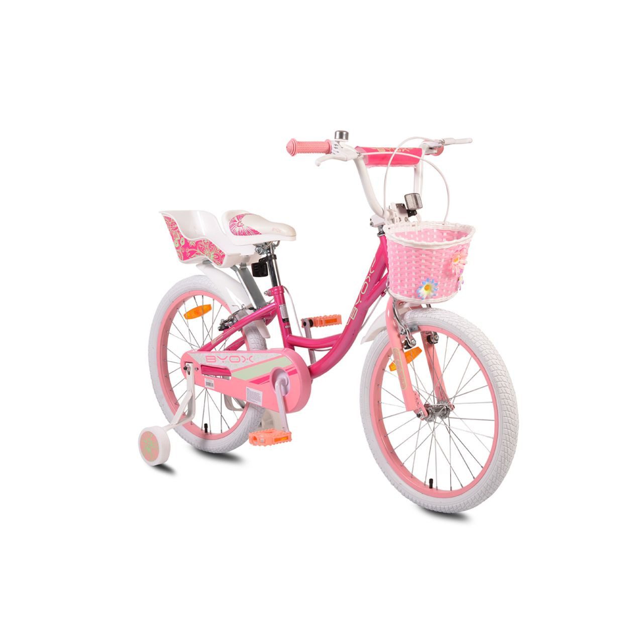 Byox Kinderfahrrad Kinderfahrrad 20 Zoll Fashion Girl, 1 Gang 1 Gang, keine, Stützräder, Korb am Lenker, Puppensitz