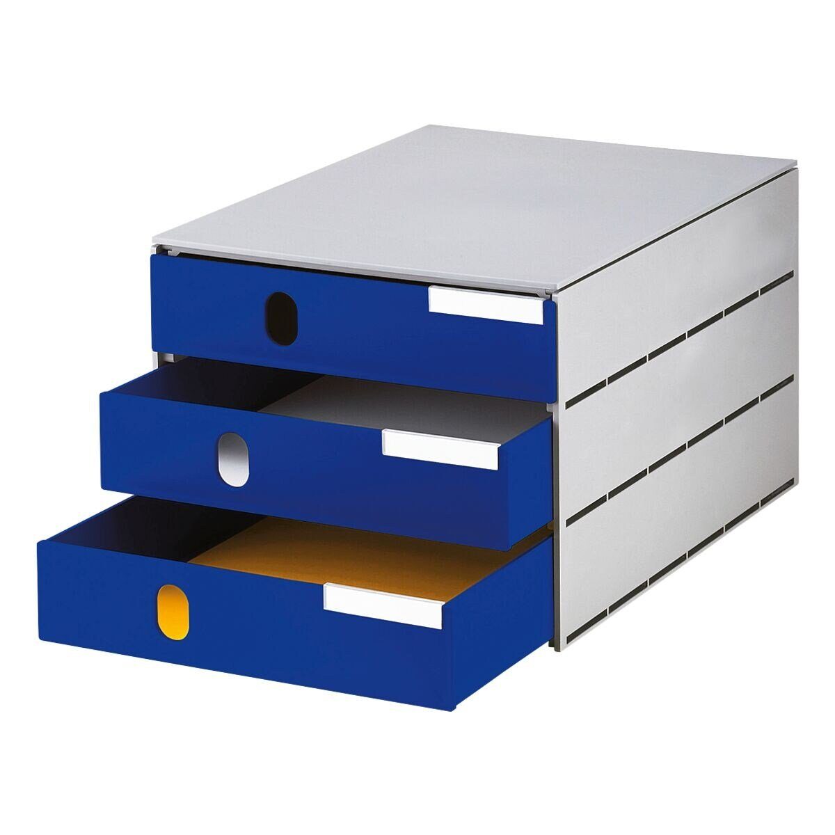 STYRO Schubladenbox Styroval, mit 3 Schubladen, geschlossen, stapelbar/ integrierbar blau