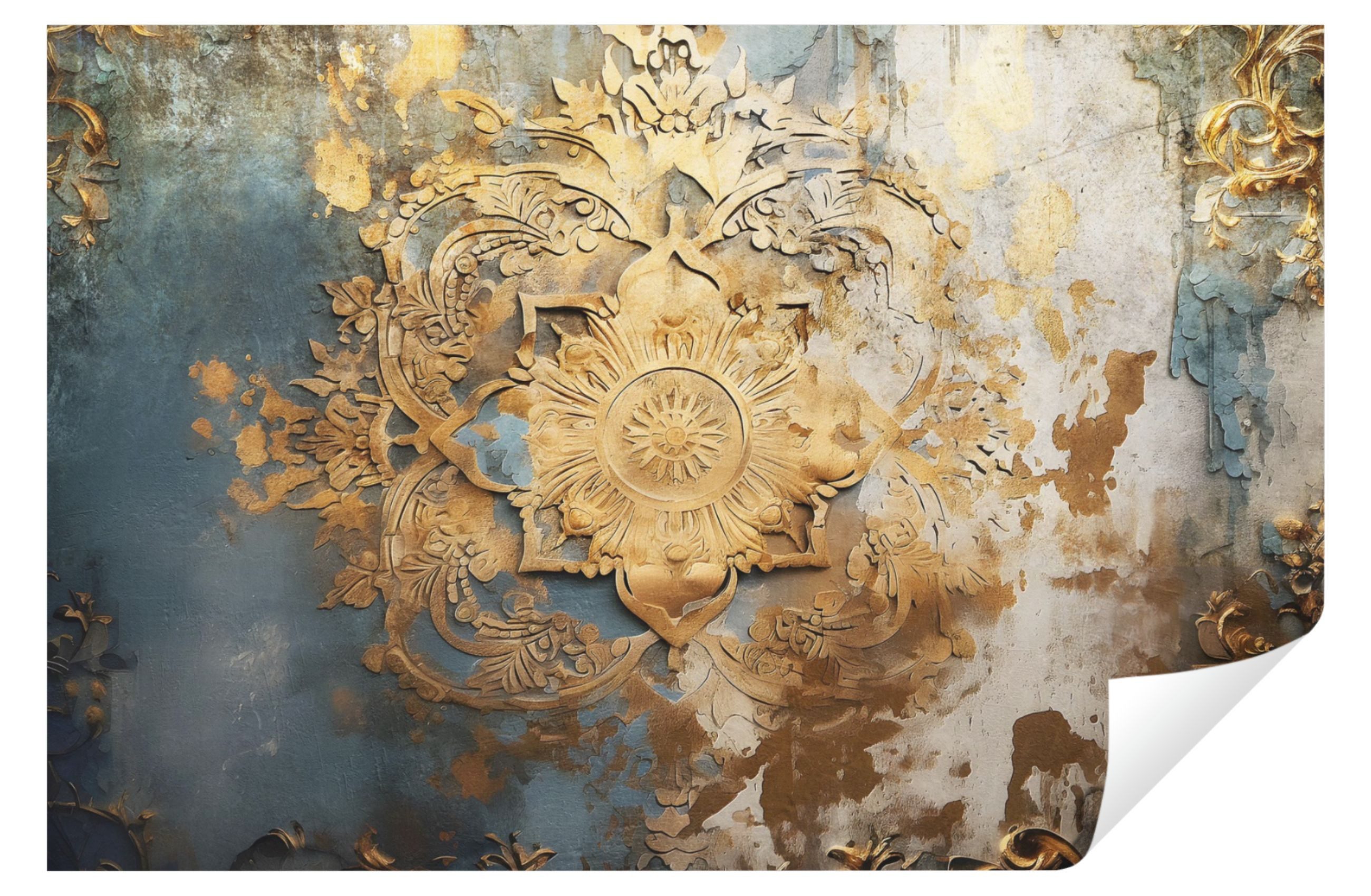 Wallarena Fototapete Beton Gold Kunst Vlies Tapete Wohnzimmer Schlafzimmer Wandtapete, Glatt Vlies Struktur Vinyl, Ornament, Tapete inklusive Kleister Vliestapete Motivtapete