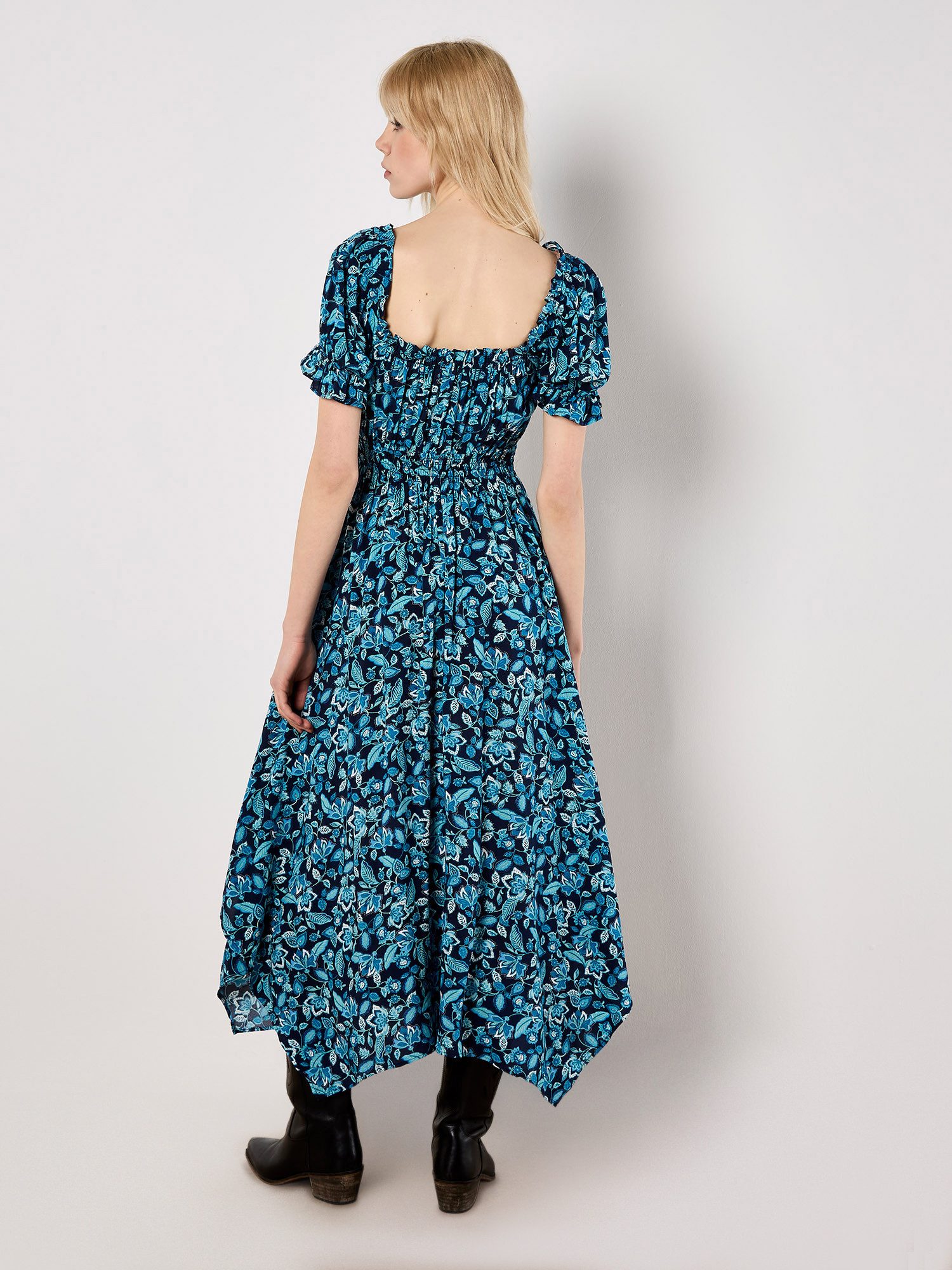 Apricot Midikleid Florales Kleid, mit Smokdetails günstig online kaufen