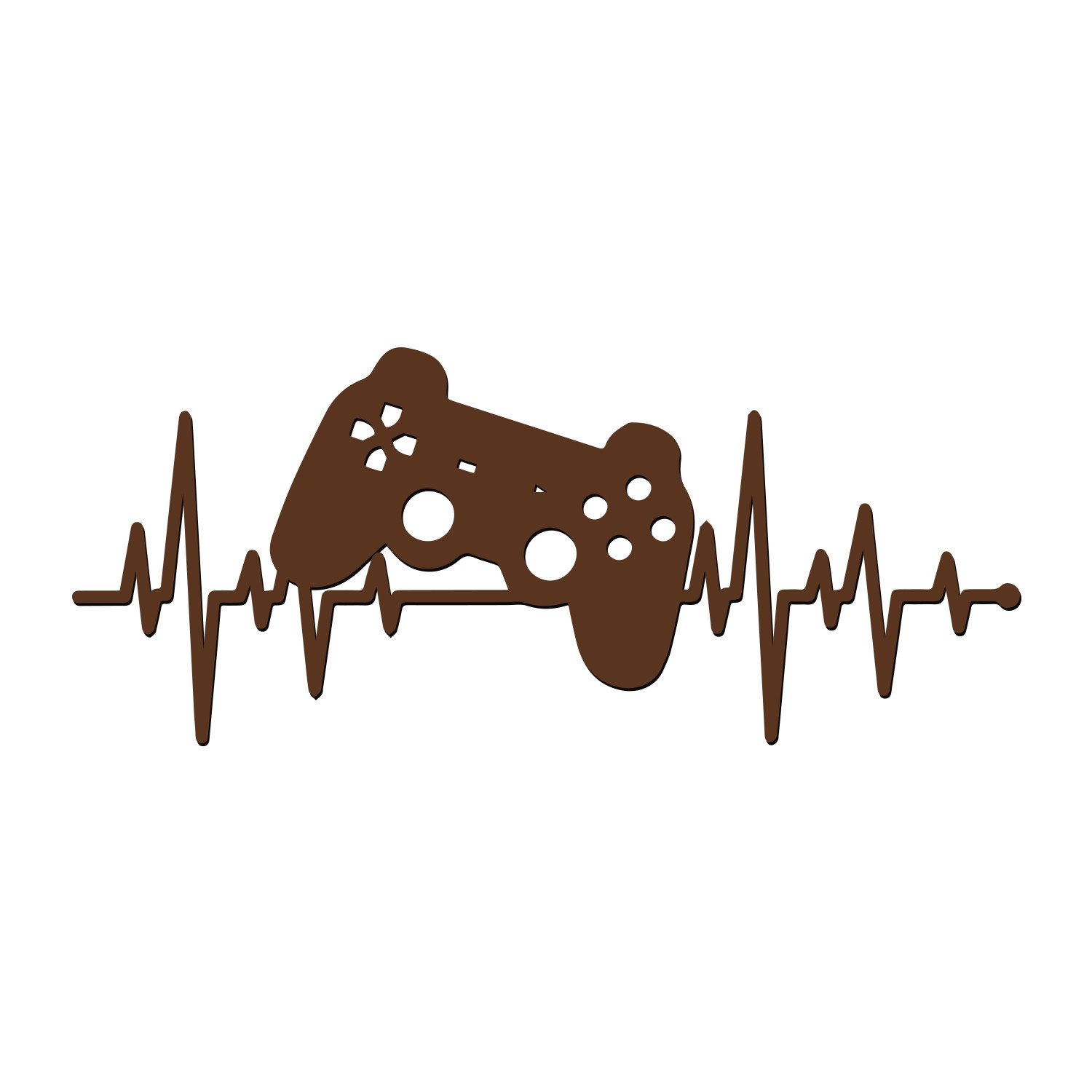 Namofactur 3D-Wandtattoo Holz 3D Wandtattoo Wanddeko Gamer Herzschlag, Gaming Controller Wandtattoo aus Holz, Wandgestaltung für Gamer