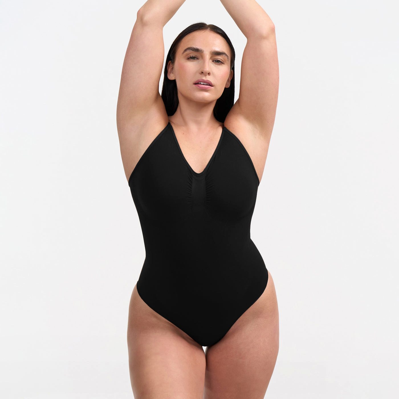 Creamy Fabrics Miederbody Bodysuit Sculpting Shapewear mit Slip-Schwarz-4XL (1-tlg) Figurformend