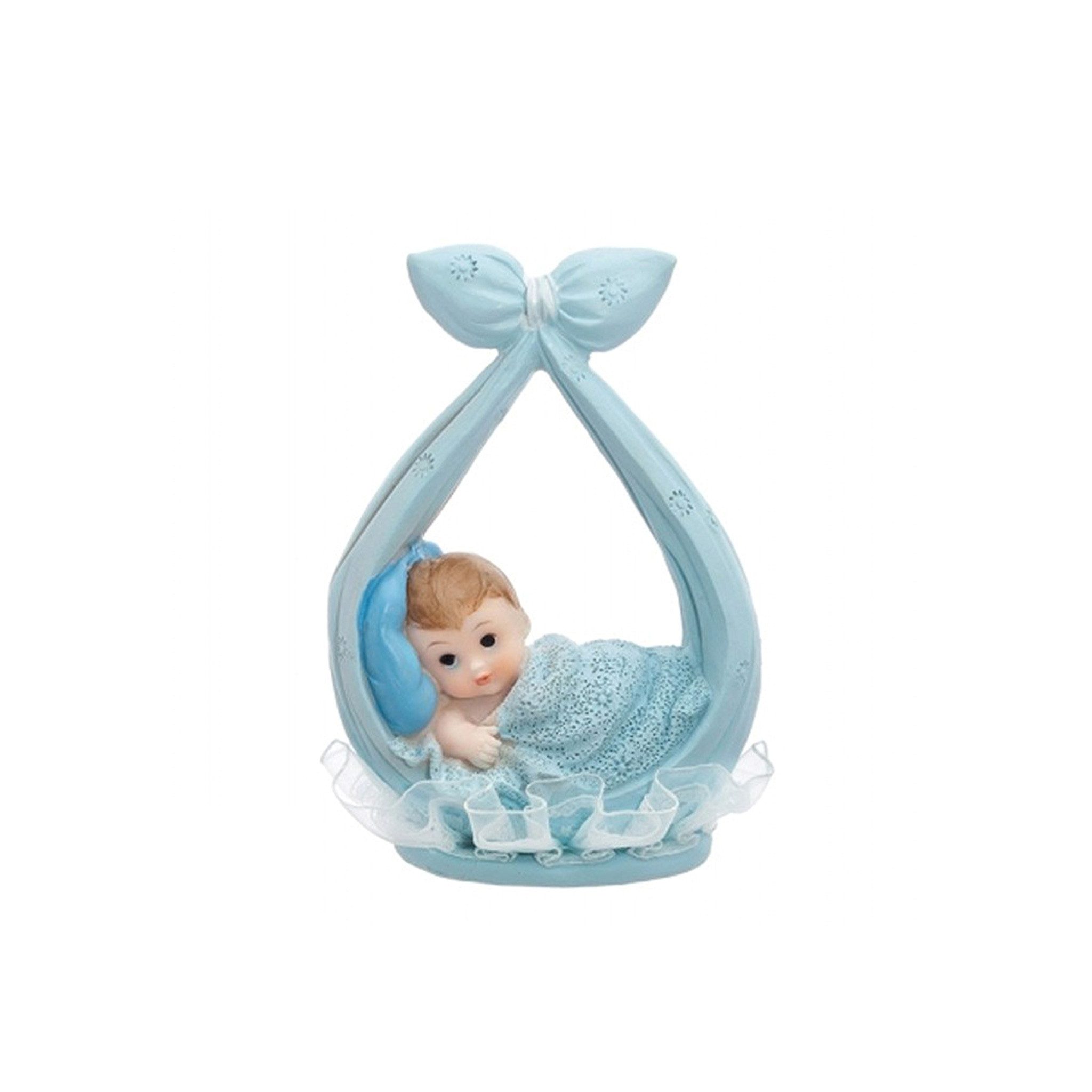 partydeco Tortenstecker, Tortenfigur Baby 11cm Junge im Tragetuch Hellblau