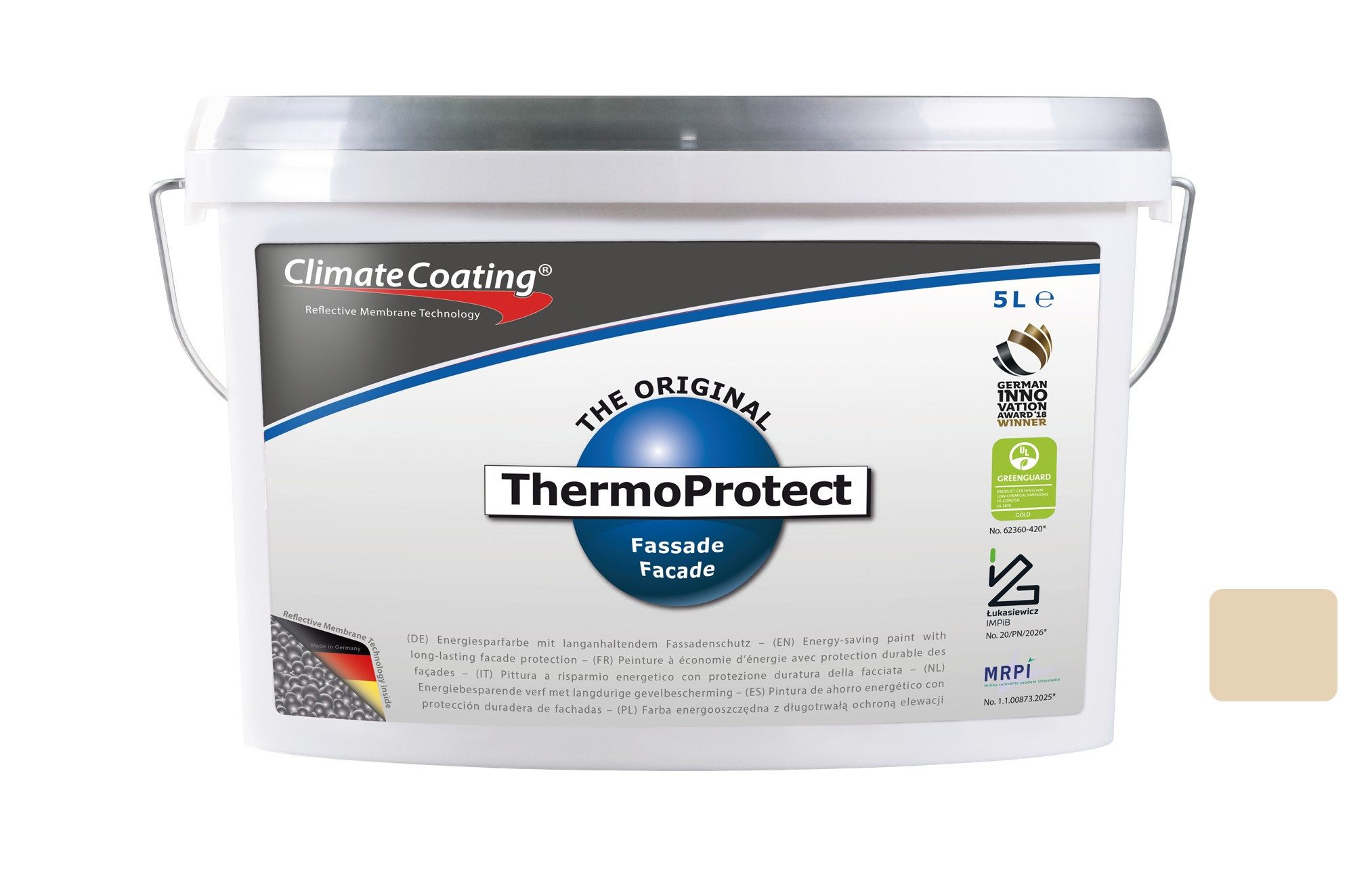 ClimateCoating Fassadenfarbe ThermoProtect, Energiesparfarbe, feuchteregulierend, matt